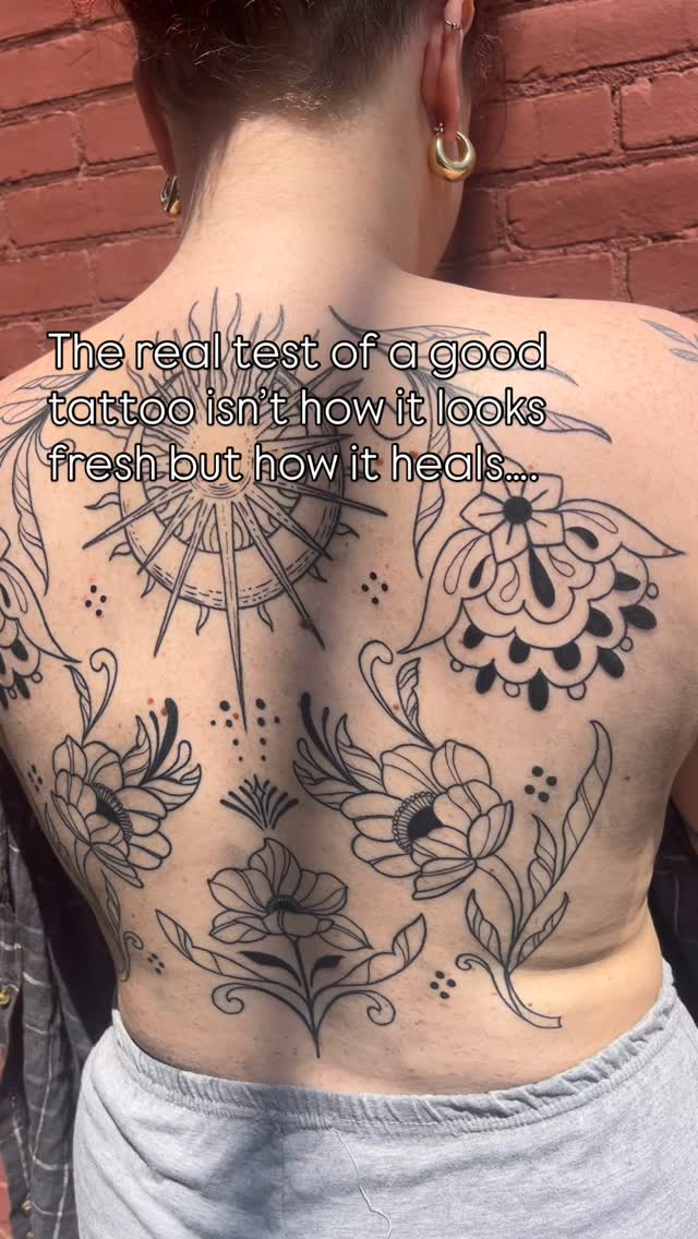 Fresh vs. Healed ✨
A tattoo is more than just the day it’s done, it’s about how it lives on your skin. This piece is a year old now, and she’s still c