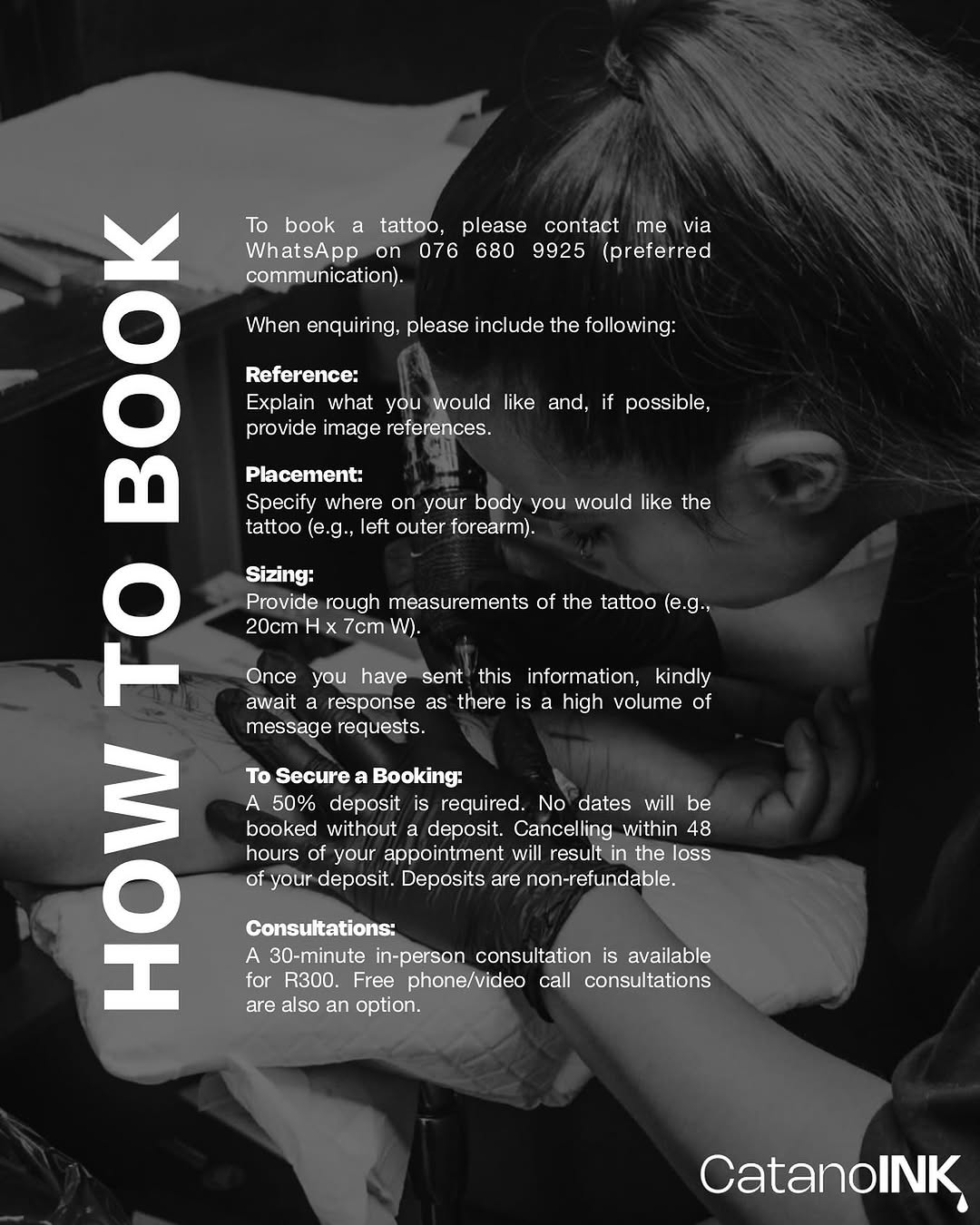 HOW TO BOOK
Please read the above information before enquiring