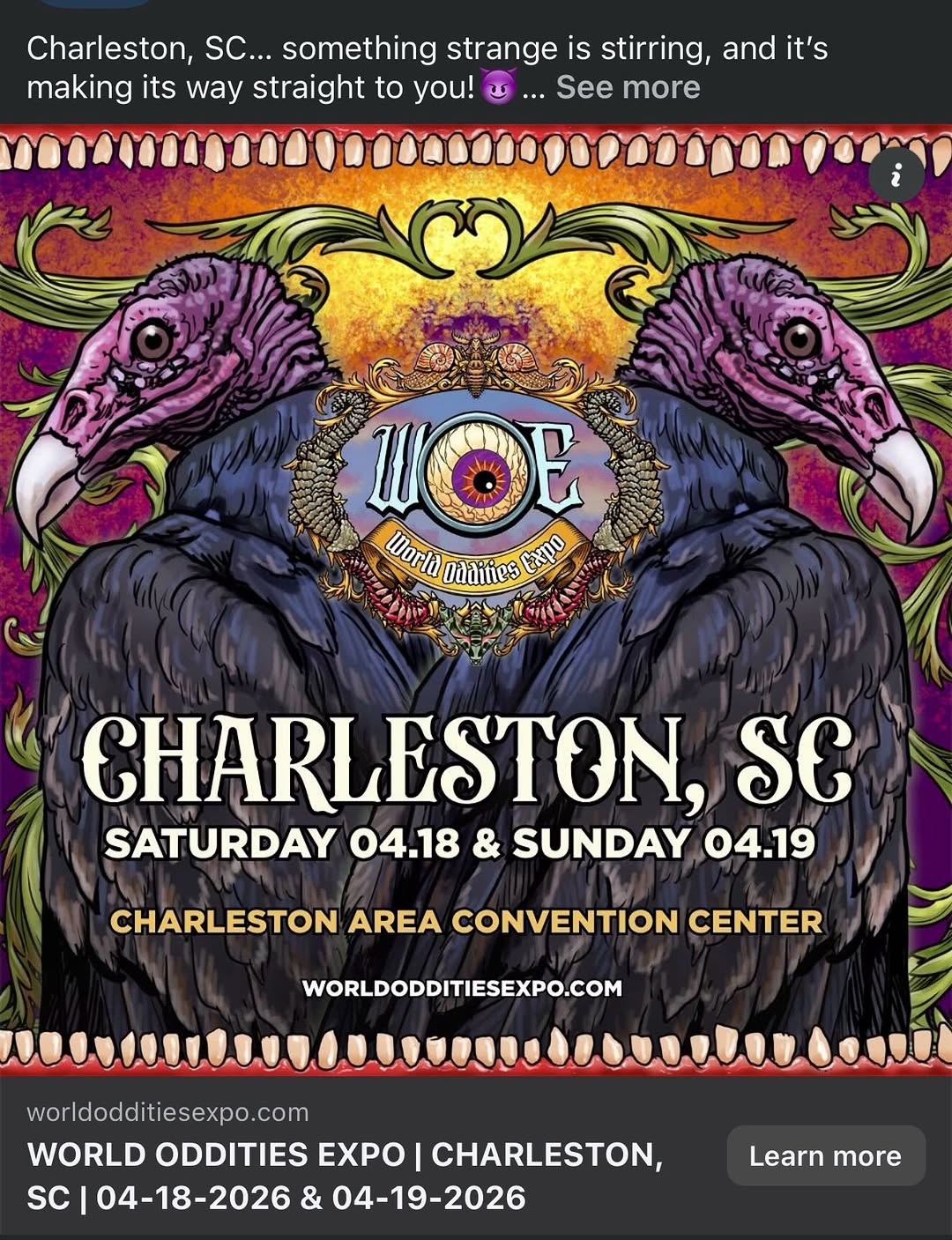 It’s finally here, this Saturday and Sunday, April 18-19, Raven and I will be attending our first @worldodditiesexpo in beautiful Charleston Sc.  I wi