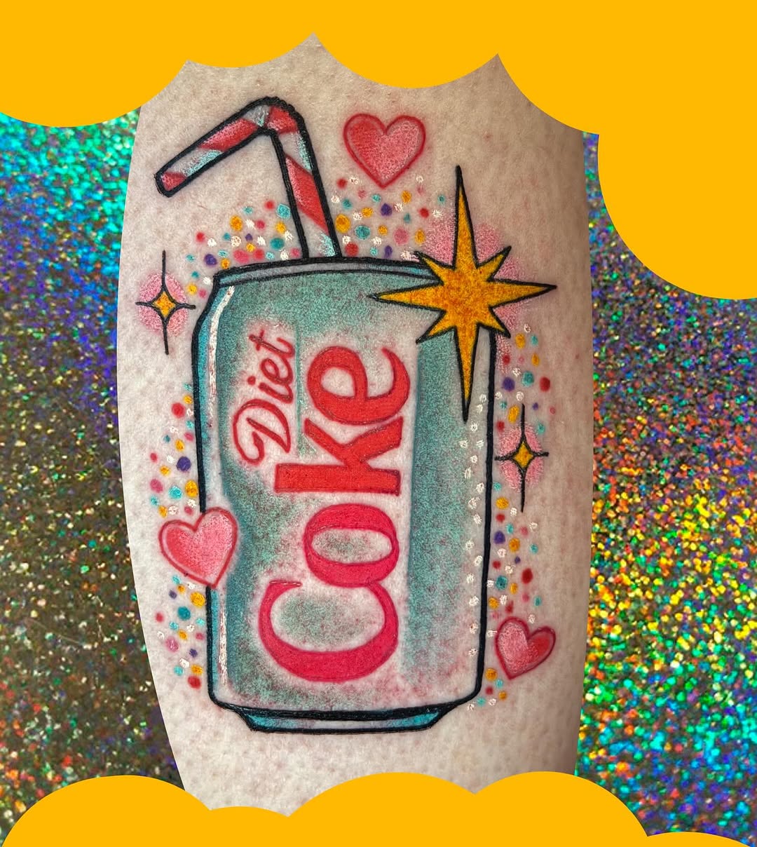 Diet Coke for @_adornedbygrace  @dietcoke 
  #knoxville #knoxvilletattoos #easttntattoos #tntattoos #tattoo #cutetattoo #bubblegumtraditional #bubbleg