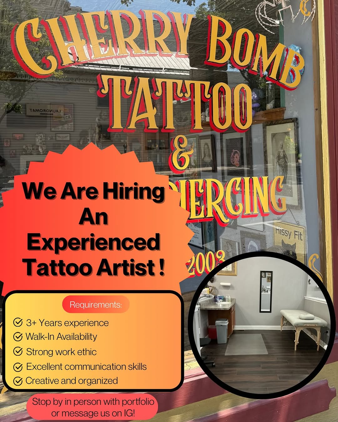 Interested in working in the longest running shop in Berkeley County? Please read post above. Must have 3+ years experience! We are not accepting appr