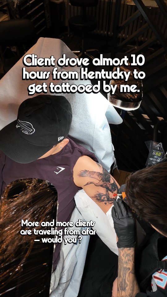 ~ Client drove almost 10 hours from Kentucky to get tattooed by me . More and more clients are traveling from far afar,  would you? ❤️‍

#chicagotatto