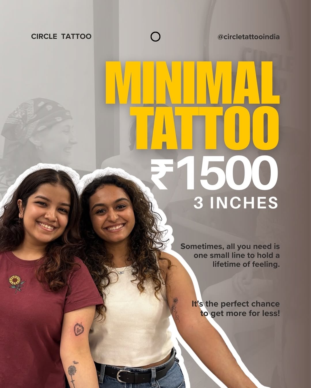  Flat ₹1500 Offer! 
Get a 3-inch tattoo for just ₹1500—no hidden charges, no conditions.
Limited-time offer. Limited slots per day. Don’t miss out! 

