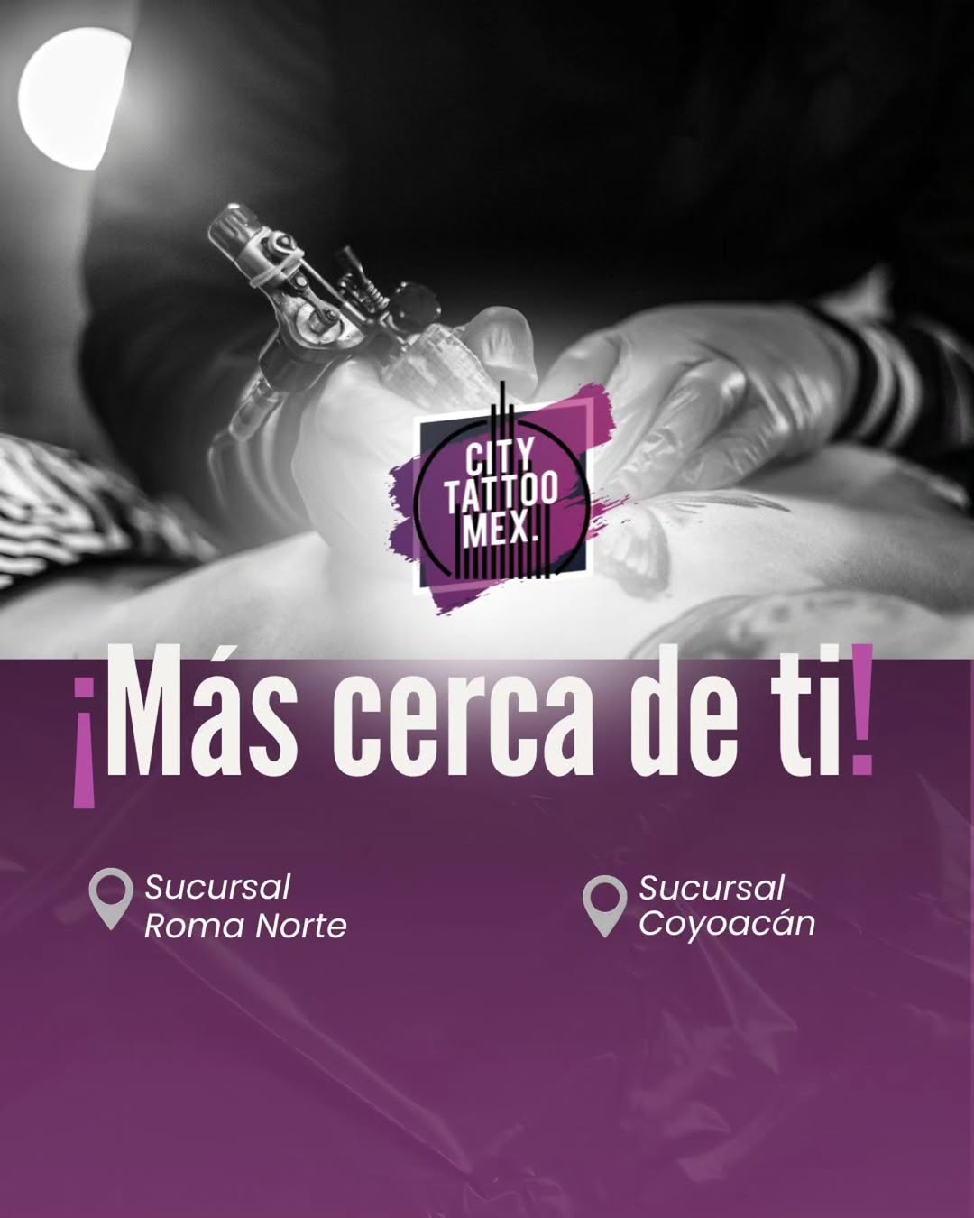 ✨ Ahora puedes agendar tu cita en:
 City Tattoo Roma Norte
 City Tattoo Coyoacán
Elige la sucursal que te quede más cerca.
¡Te esperamos!