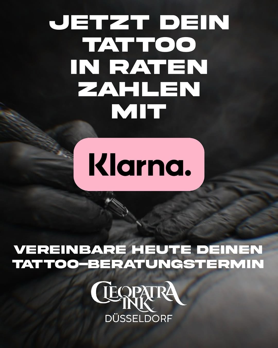 Dein Tattoo steht fest - 
die Zahlung bleibt flexibel. 

Bei uns hast du die Möglichkeit, dein Tattoo bequem mit Klarna zu bezahlen. 
So kannst du dic