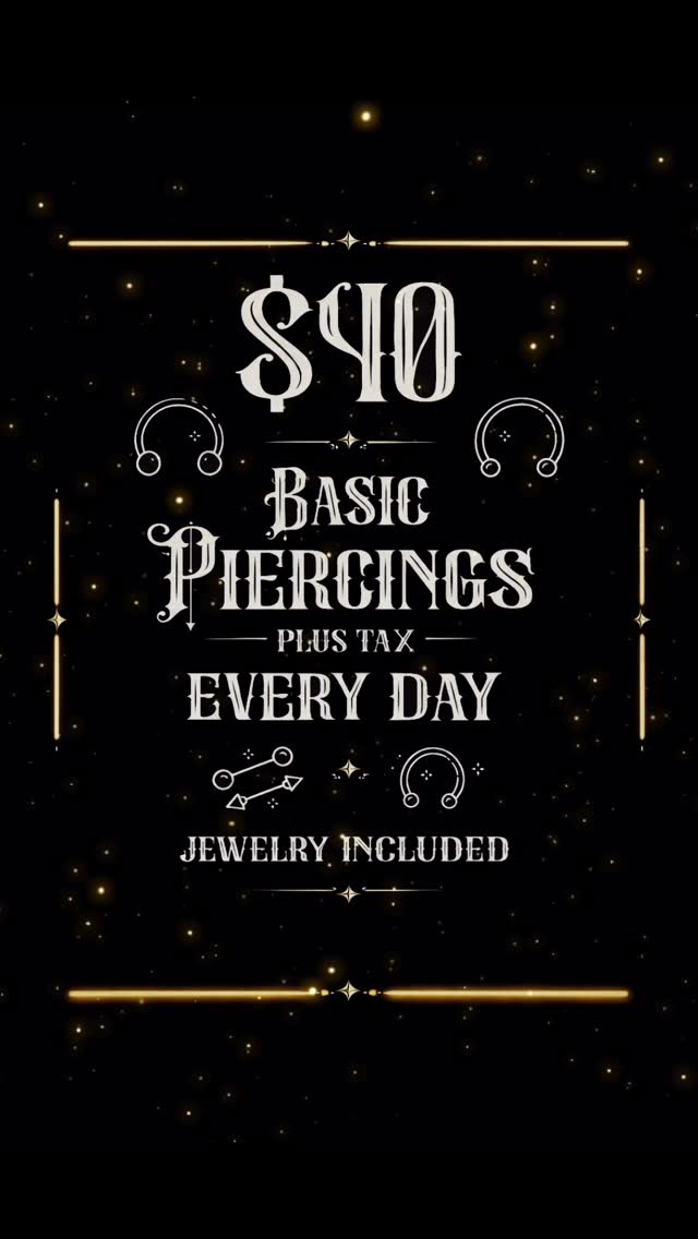 Its Spring so you know its the best time to get that new piercing to show off for summer! Affordable piercings every day! Our price isn’t once a week 