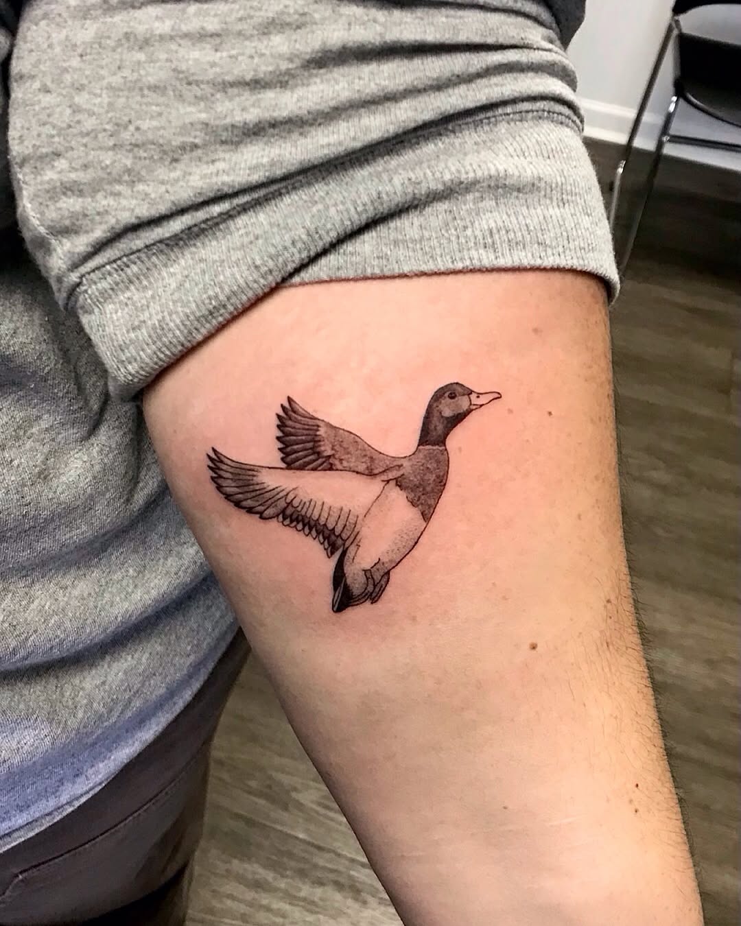 “Mallard”, 2025
Ink on skin. 
5RL, 3RS, 1RL
2x2”