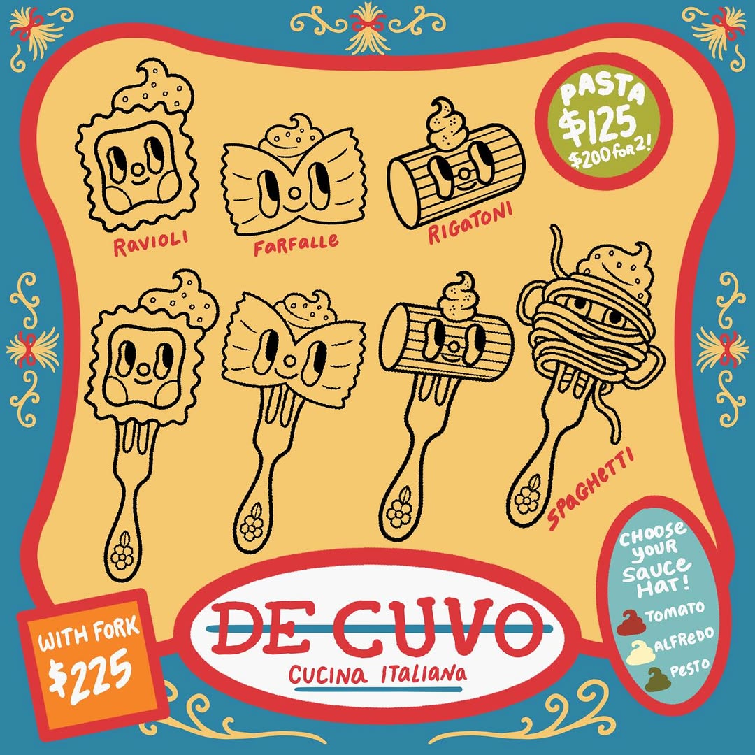 Last flash post of 2025 - Welcome to the Cuvo Cucina Italiana where you can make a new lil friend for your skin!  There’s pasta guys, meat and cheese 