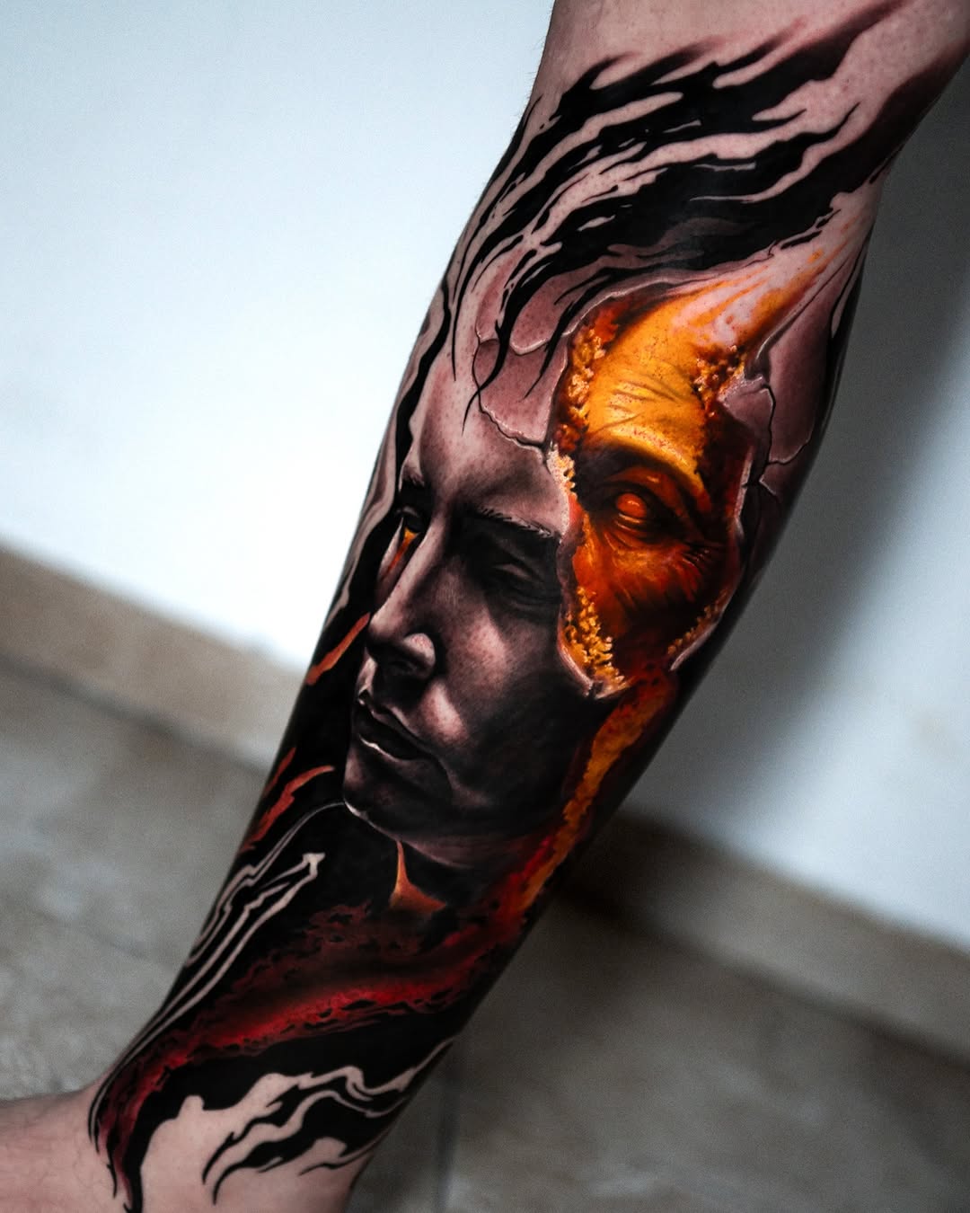 A surrealistic piece done @banjalukatattooshow 
Done with: 
@cheyenne_tattooequipment 
Inx by @kwadron 
Shading solution, stencil by @coalblack.supply