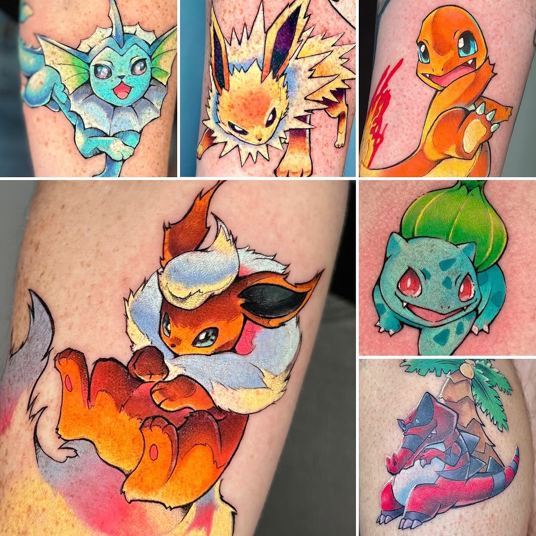I love getting to do pokemon tattoos, especially card art!  Have your favorite pokemon/card that you’d love to get tattooed?  Dm me or book an appoint