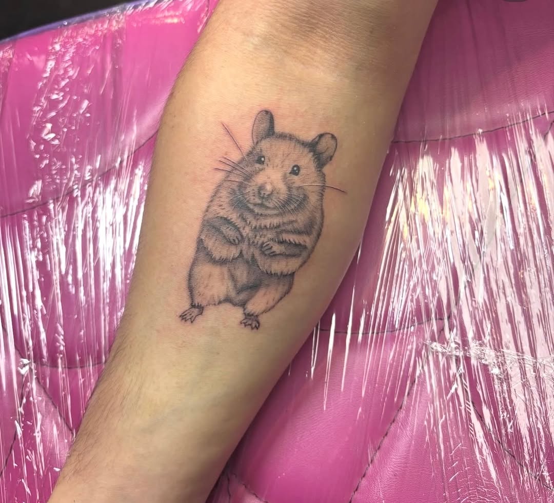 Lil ham tattooed by @edgytats #hamster #tattoo #tattoos #winstonsalemtattooartist #blackandgray