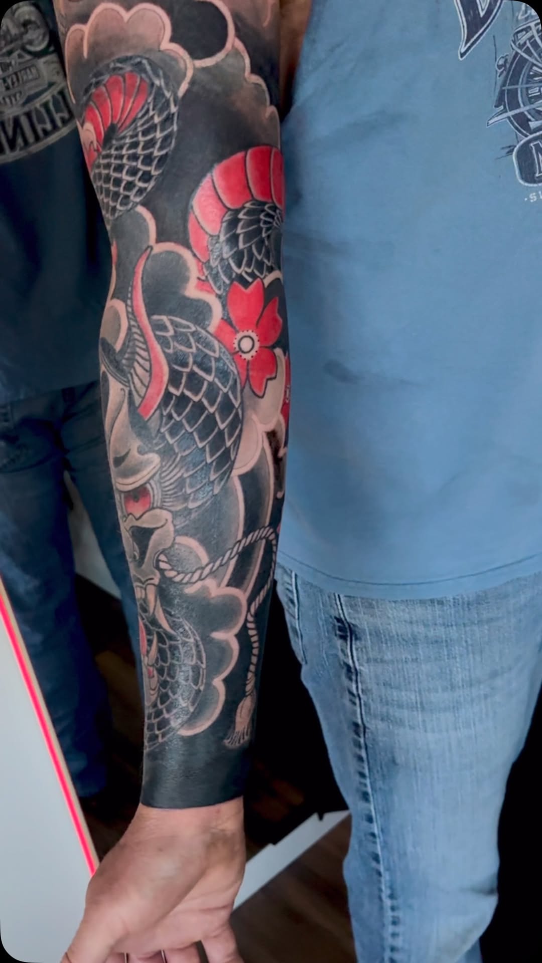 Finished this one up. Two cover ups on top. I really loved doing this tattoo ❤️some fresh, some healed, some healing.  #blackandgreytattoo #libertyvil