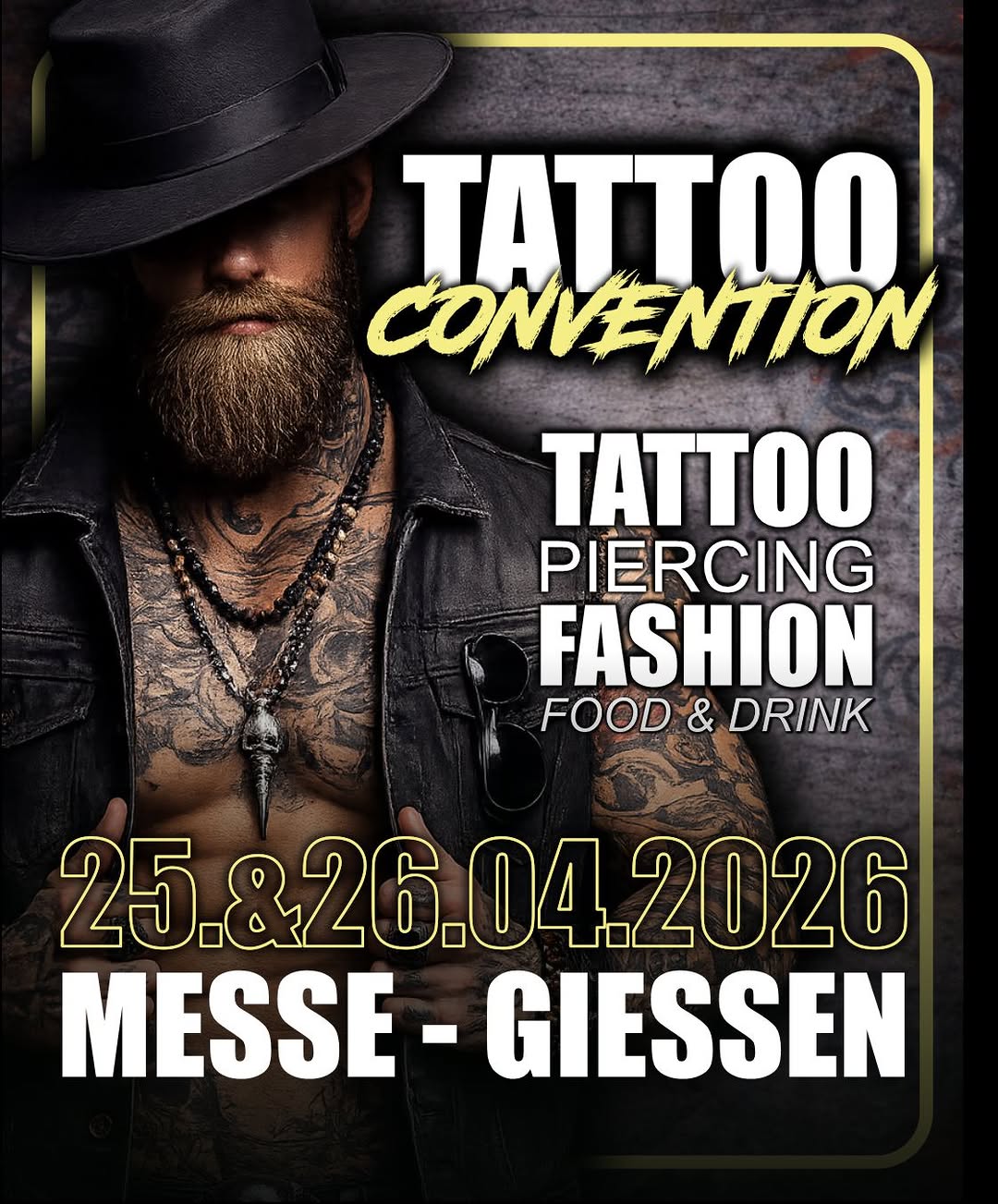 Am 25.&26.04.2026 ist es wieder soweit!

DIE TATTOOCONVENTION kommt wieder in die Hessenhallen nach Gießen!
Wie jedes Jahr mit jeder Menge TOP ARTISTS