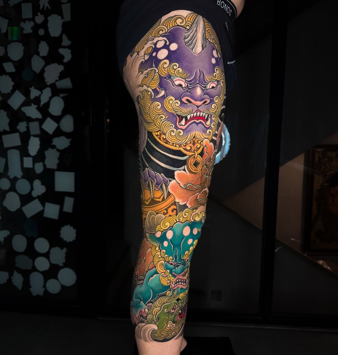 Foodog family #foodogtattoo #japanesetattoos #colortattoo #neotrad #saigontattoo