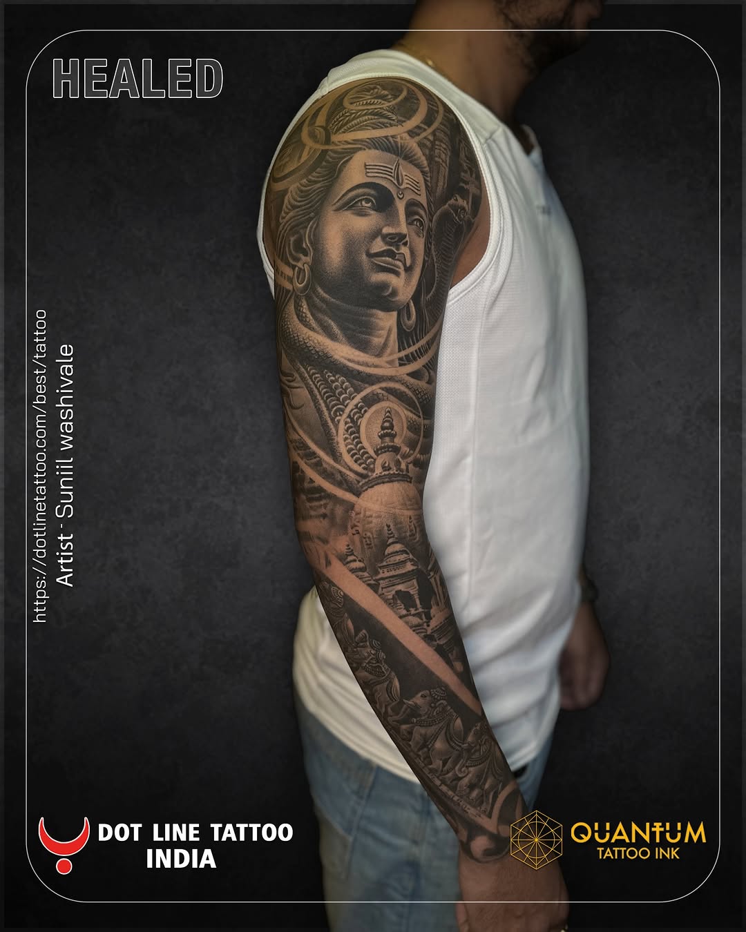 This 2 years old healed tattoo is a true reflection of premium quality, expert technique, and the use of original Quantum Tattoo Ink at Dot Line Tatto