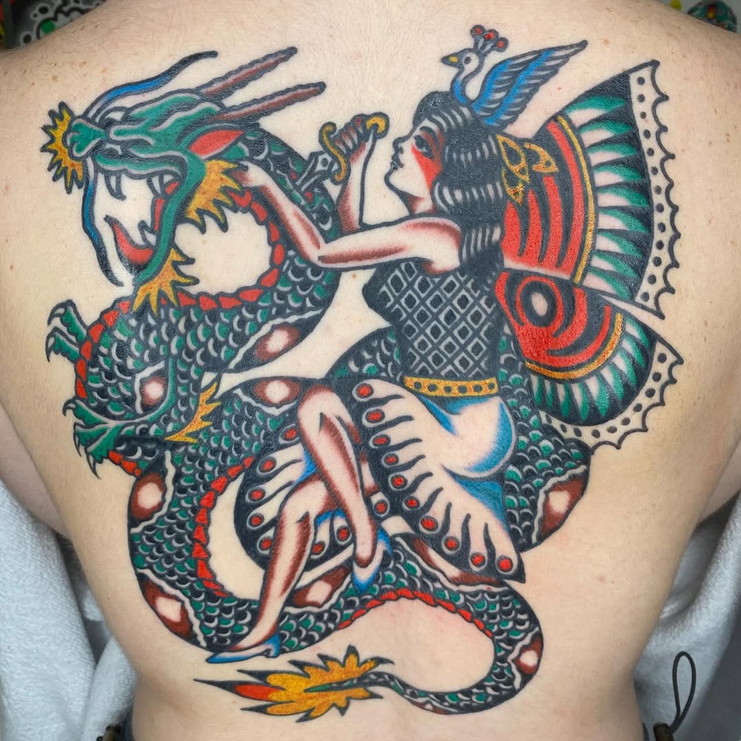 THANK YOU MERISSA! Thanks for the dedication and the long trips here in order to make this happen!! 

I love tattooing large traditional back pieces l