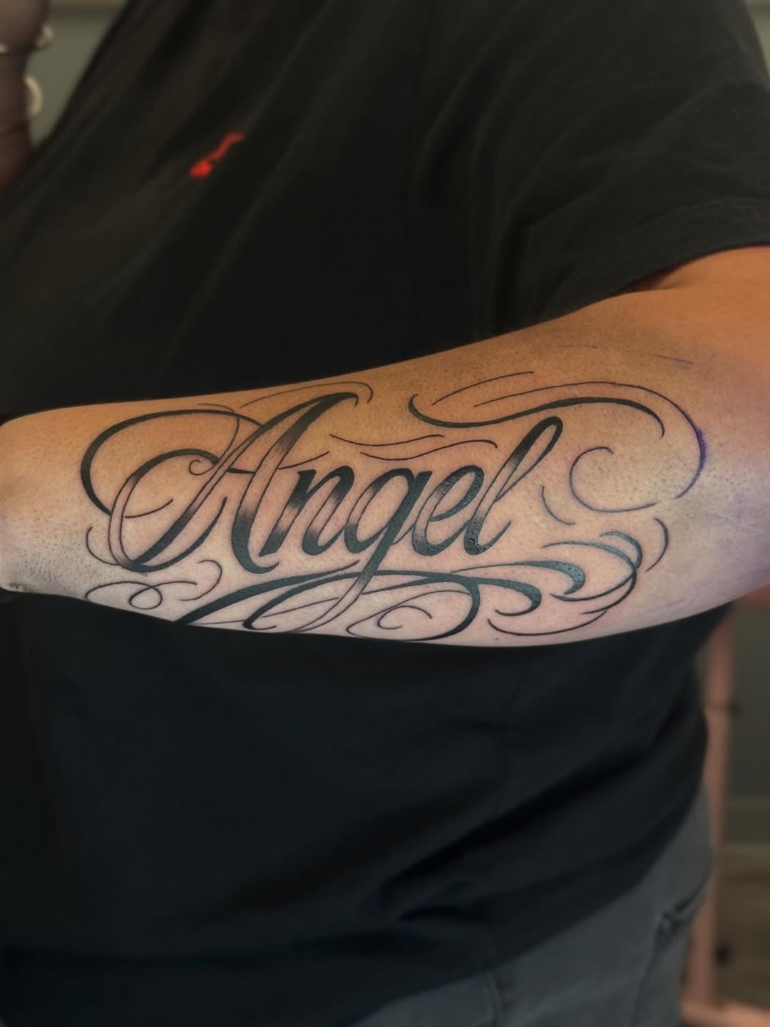 Some lettering for her first tattoo, and it’s only right that she got her babies name.

As always I absolutely loved doing this piece, and am so thank