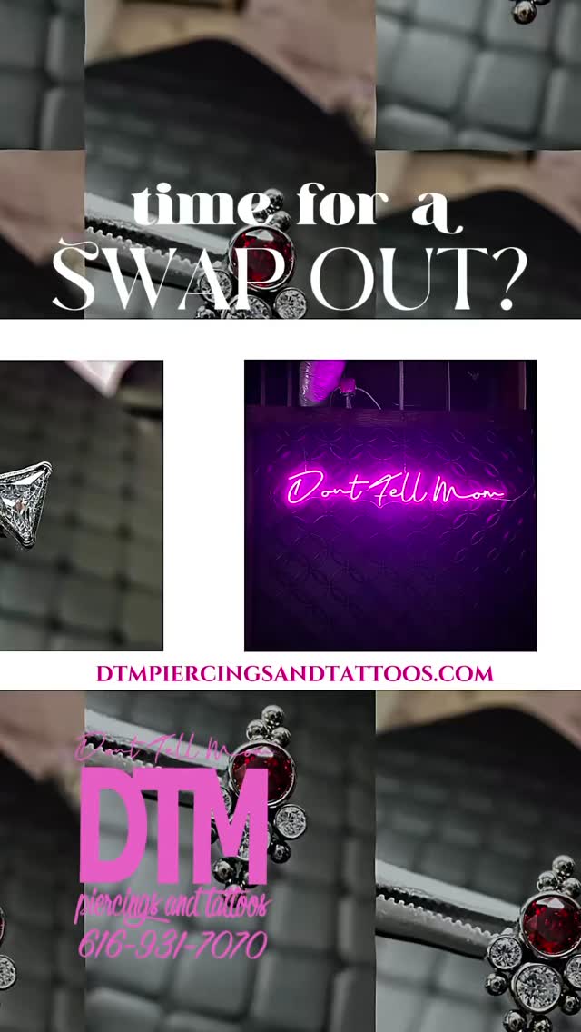 DTM Piercings and Tattoos studio, where we make changing up your look as easy as finding a quiet moment in a bustling playground (we know that’s rare!