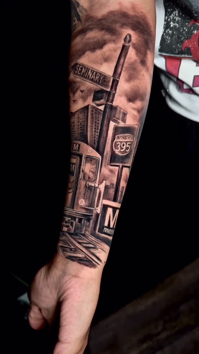 DMV vibes 
Done at @embassytattoo 

@allegoryink 
#dmvtattoos #dmvtattooartist #metro #blackandgrey #embassytattoo