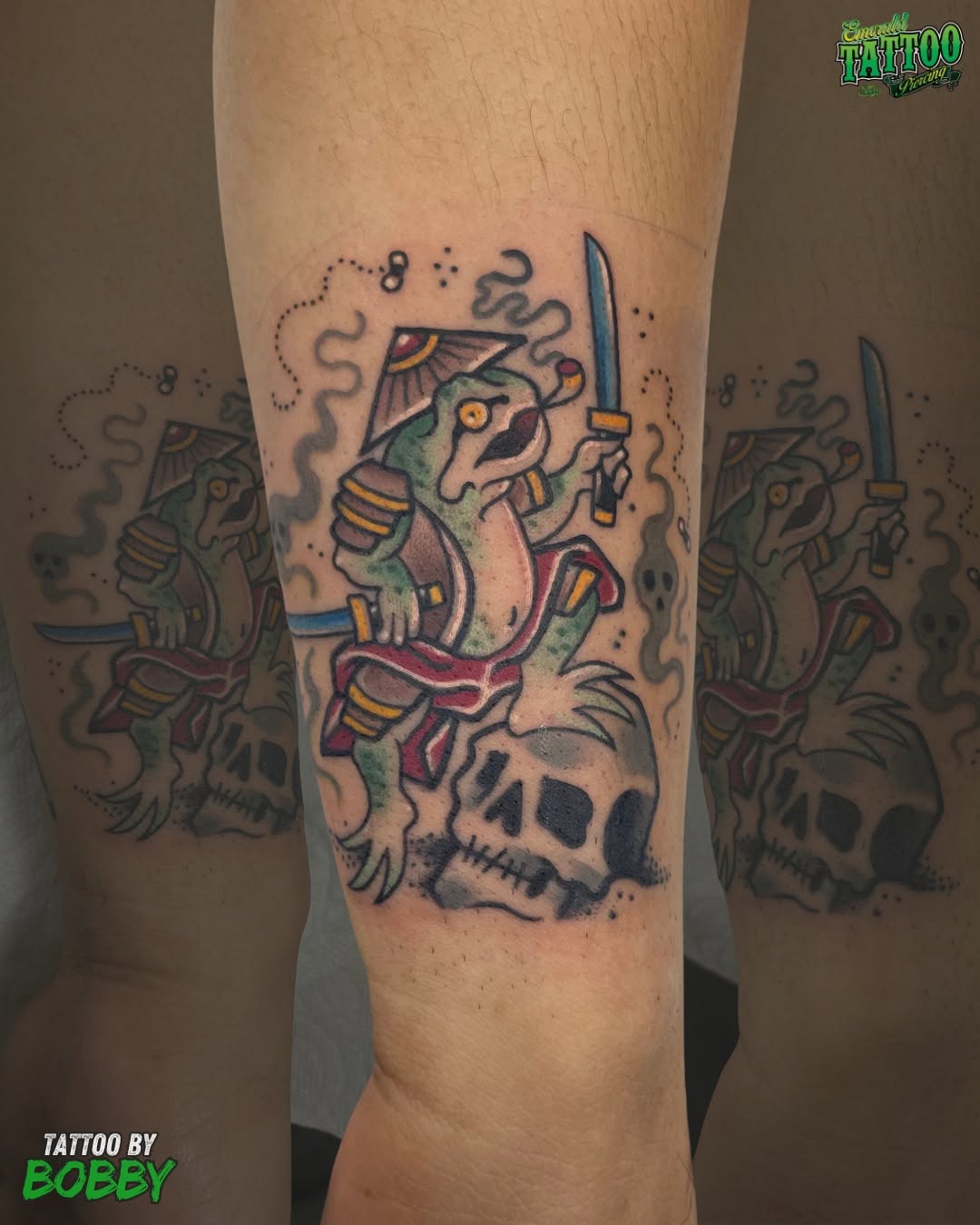 Cool Samurai Frog by Bobby ⚔

Got any tattoo ideas u wanna discuss with Bobby?
Hit us up and schedule a consultation for your tattoo
 512 N Union Rd, 