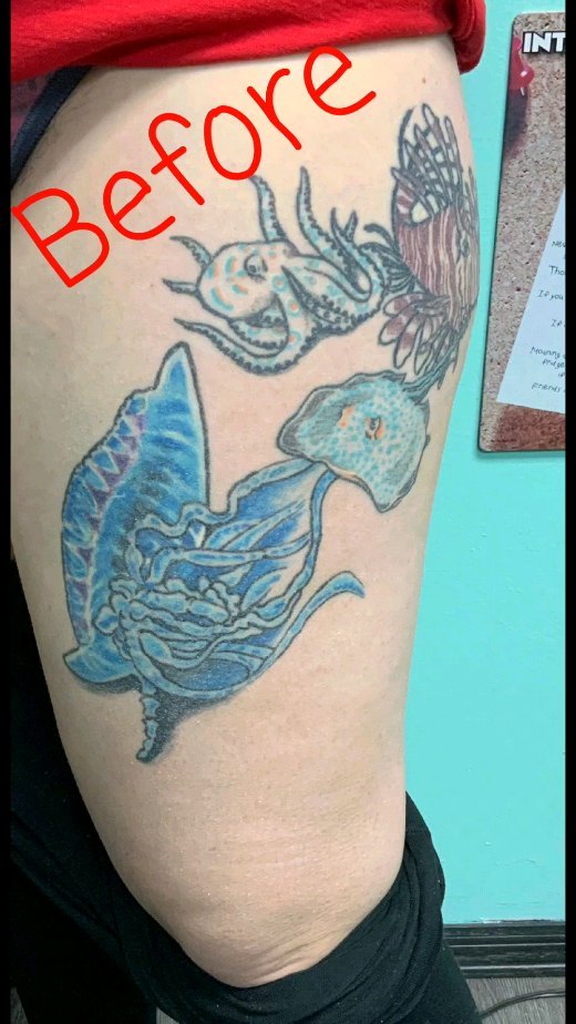 This makes me sooooo happy! #tattoo #colortattoos #sealifetattoo #reworked