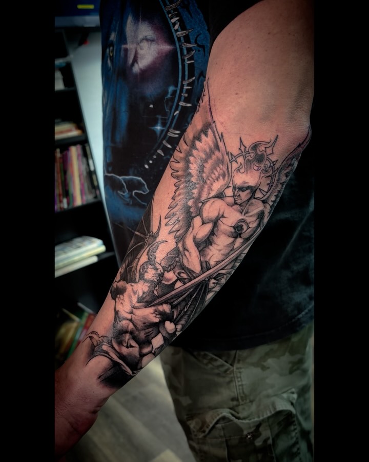 ⚔️ #fyp #tattoos #bodyart #angel #righteousness
