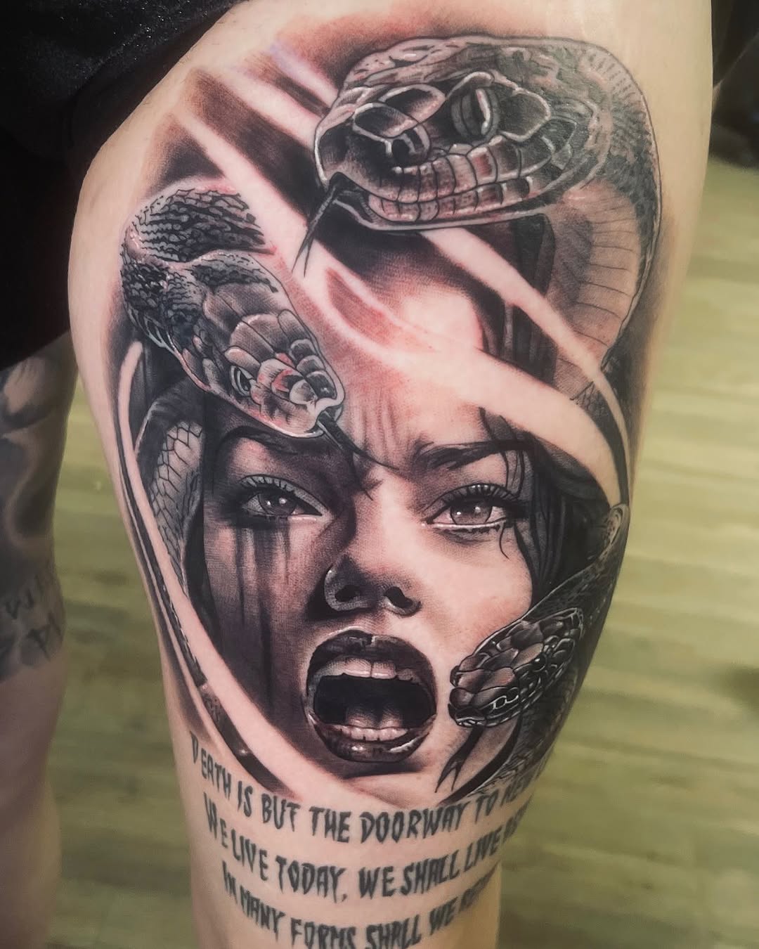 Medusa tattoo from the other day 
#realistic #medusa #medusatattoo #tattoo #tattoos #ink #inked #blackandgrey #blackandgreytattoo