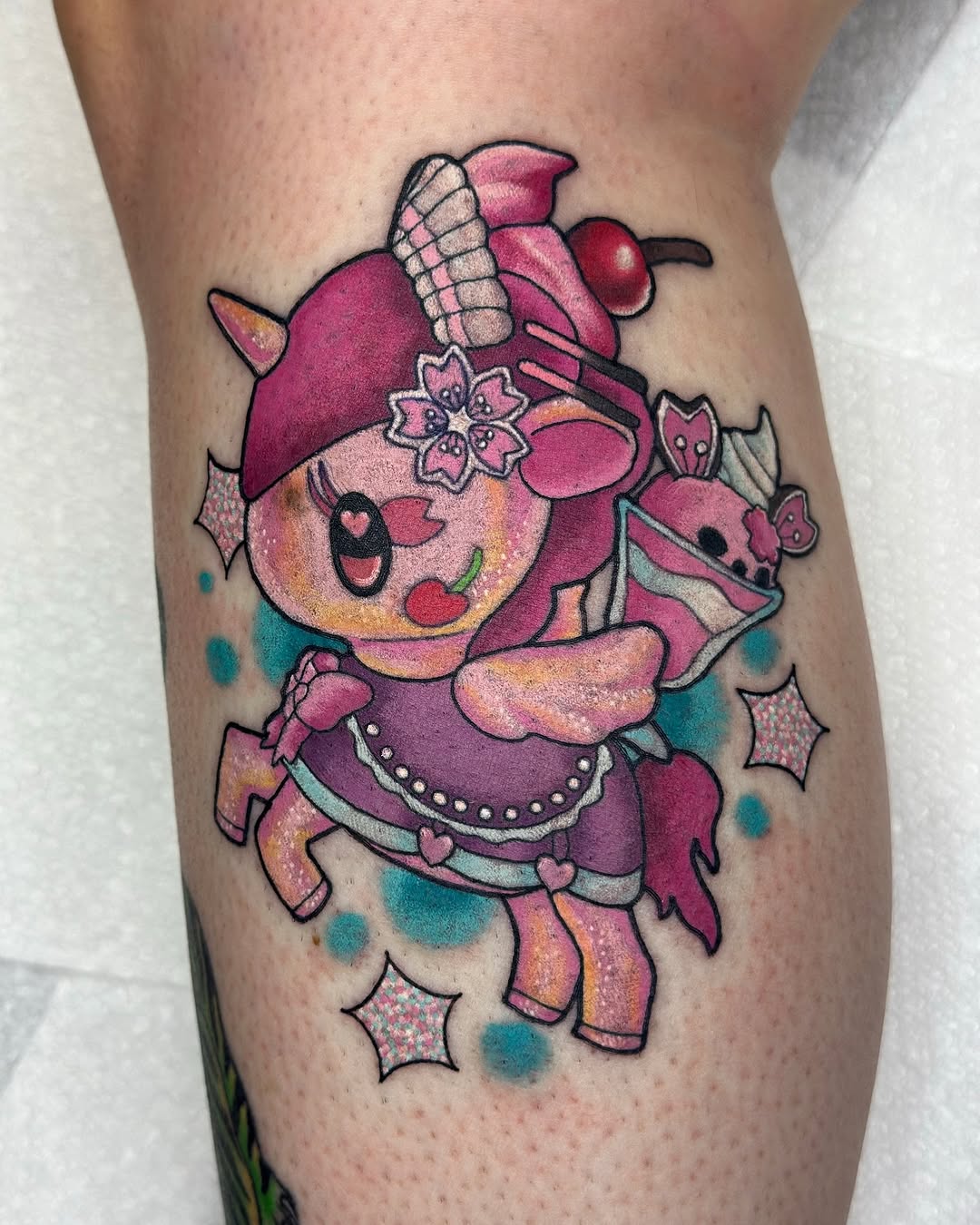 the cuuuutest @tokidokibrand unicorno for @mosertattoos_ 
i would love to do more like this!! 
.
.
.
#tattooartist #femaletattooartist #ladytattooer #