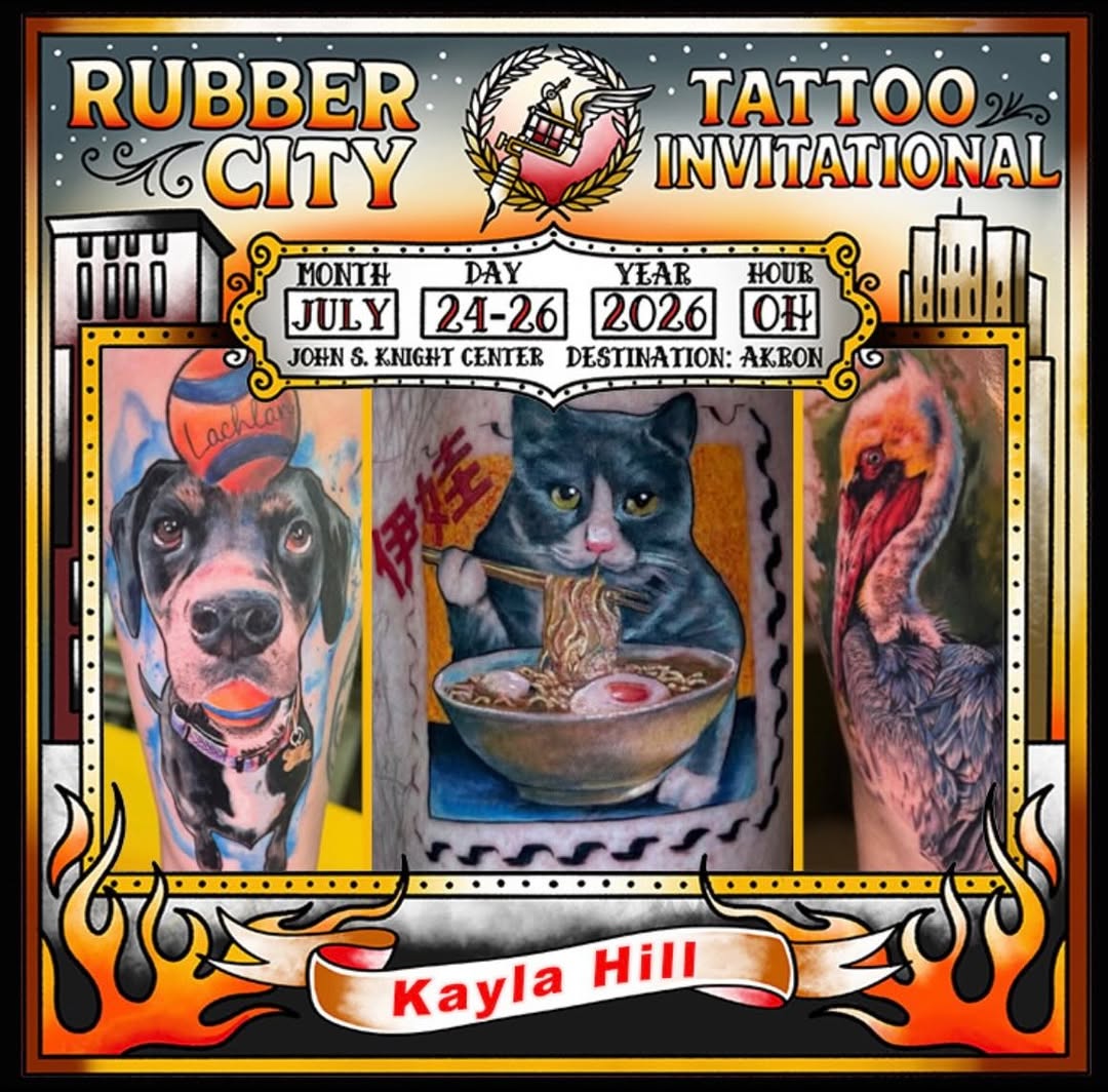 Kayla Hill from @luckybunnytattoo returns to this year’s Rubber City Tattoo Invitational.

DM @artifexinks for booking information and show availabili