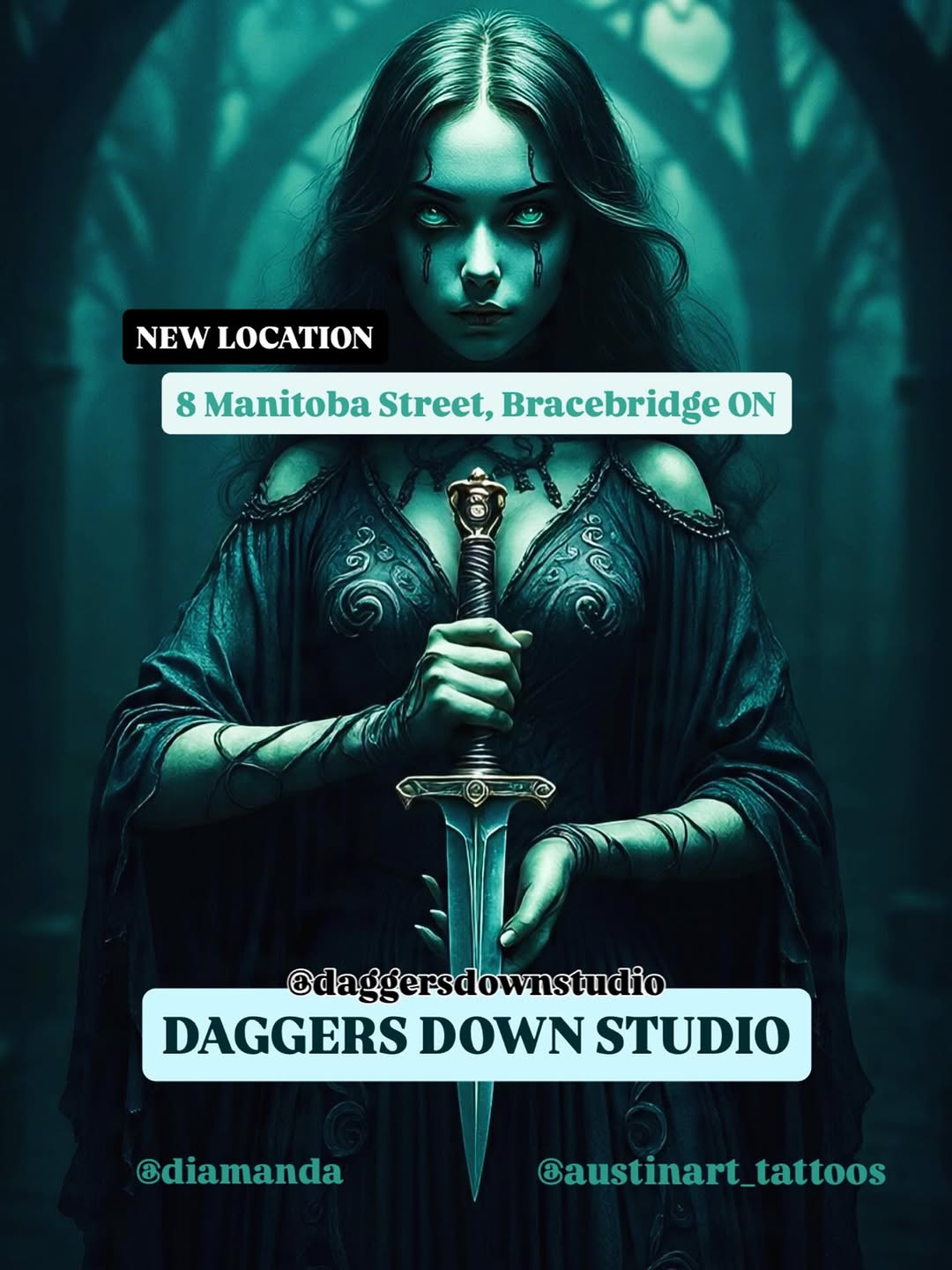 Some may have seen… 
WE HAVE MOVED TO A NEW LOCATION!! 

You can find Amanda and I at our new studio space @daggersdownstudio at 8 Manitoba Street, Br