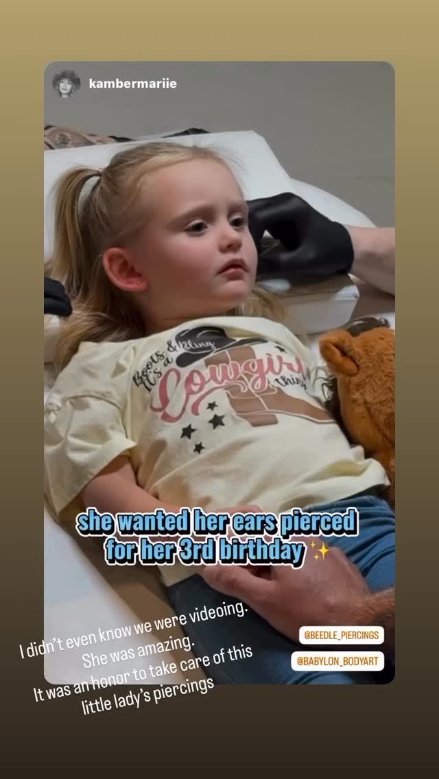 Such a special moment ✨

It was truly an amazing honor to take care of this sweet little one’s birthday piercings  She was SO brave and handled everyt