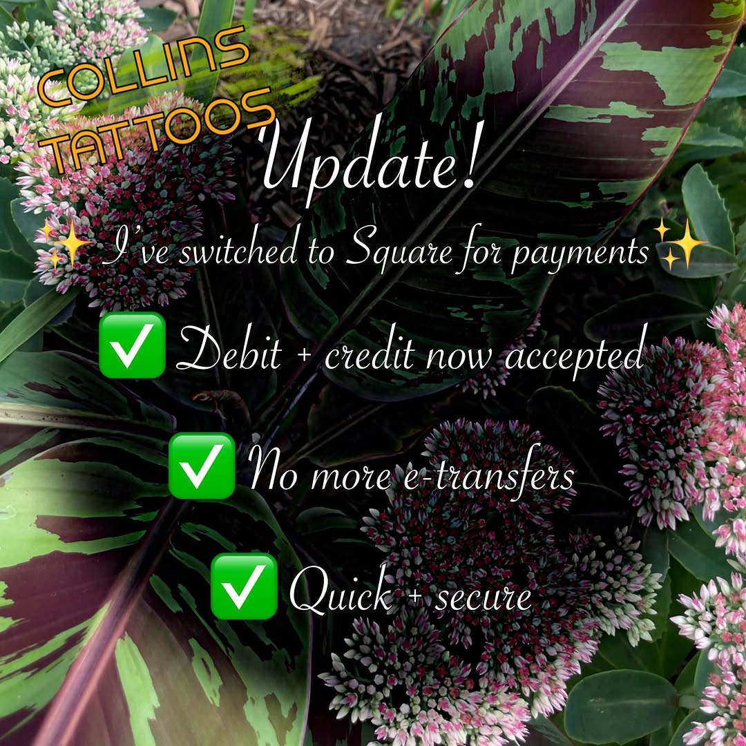 ✨ Payment Update ✨
Hello friends,
I am in the midst of moving away from e-transfers and finally making the switching over to Square for payments. 
Thi