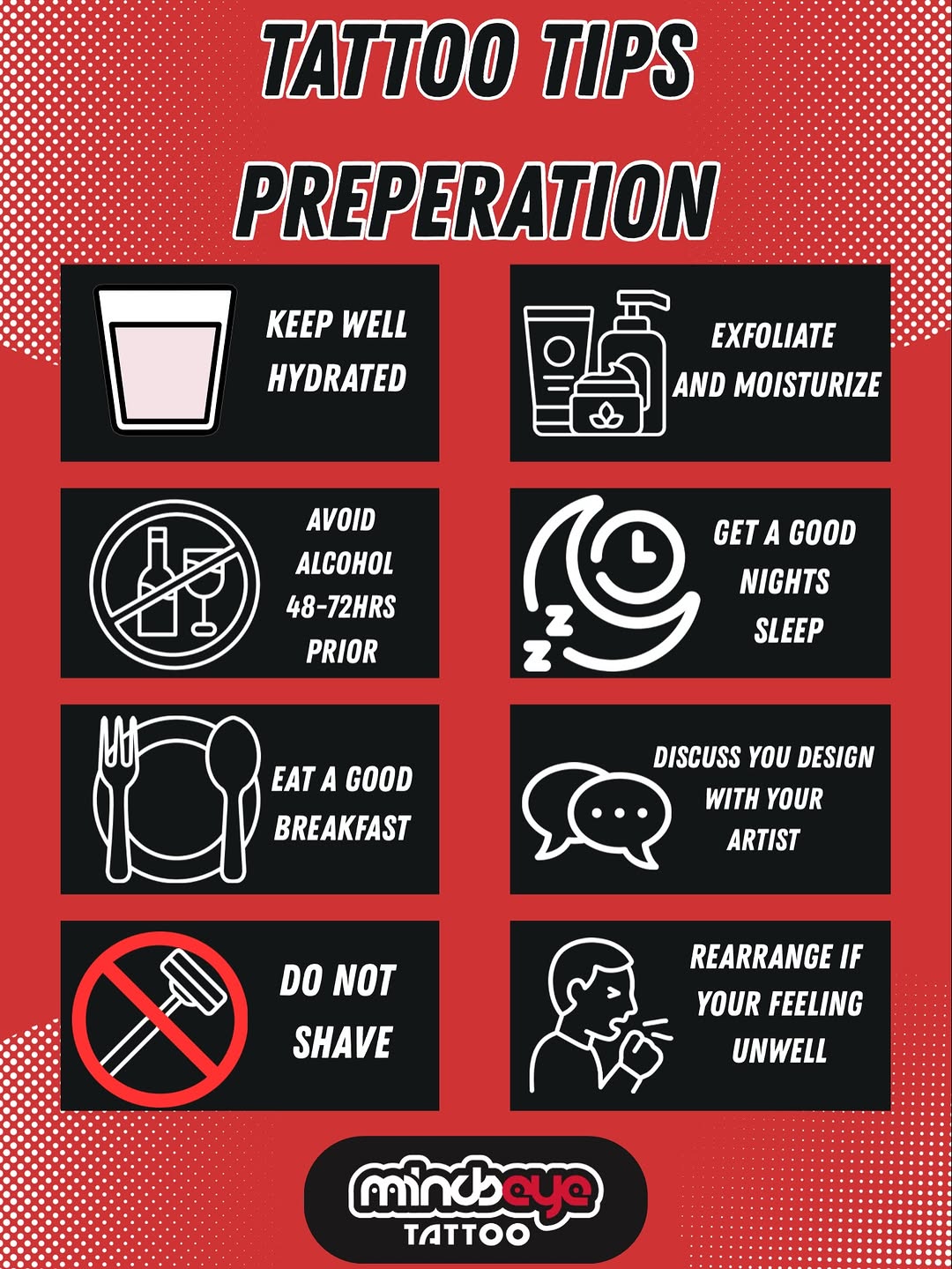 Prep and aftercare made simple.
Your artist is here to help, don't hesitate to ask
#uktattoo #tattooprep #tattooaftercare #tattoo #simple