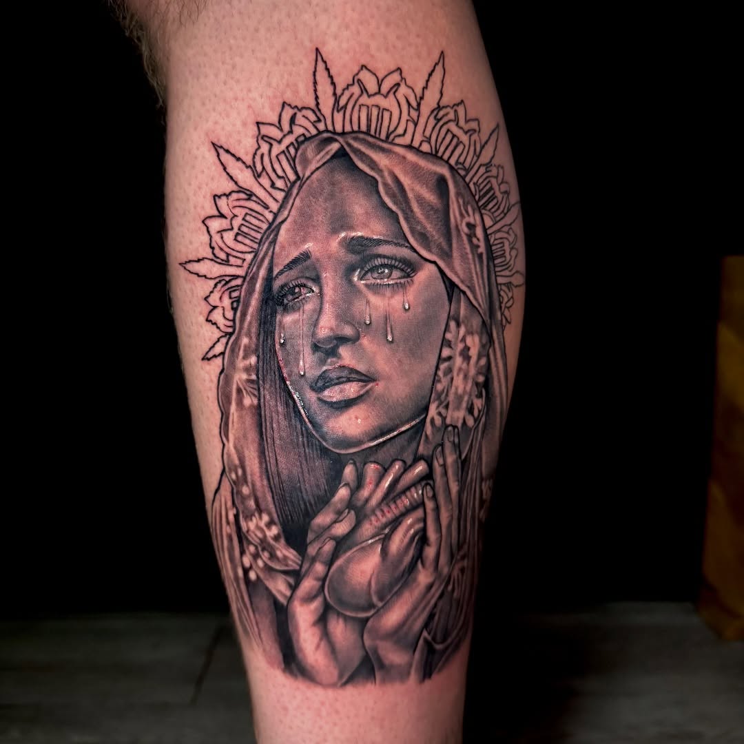 Mother Mary #explorepage✨ #blackandgreytattoo #tattooideas #tattoos #realismtattoos
