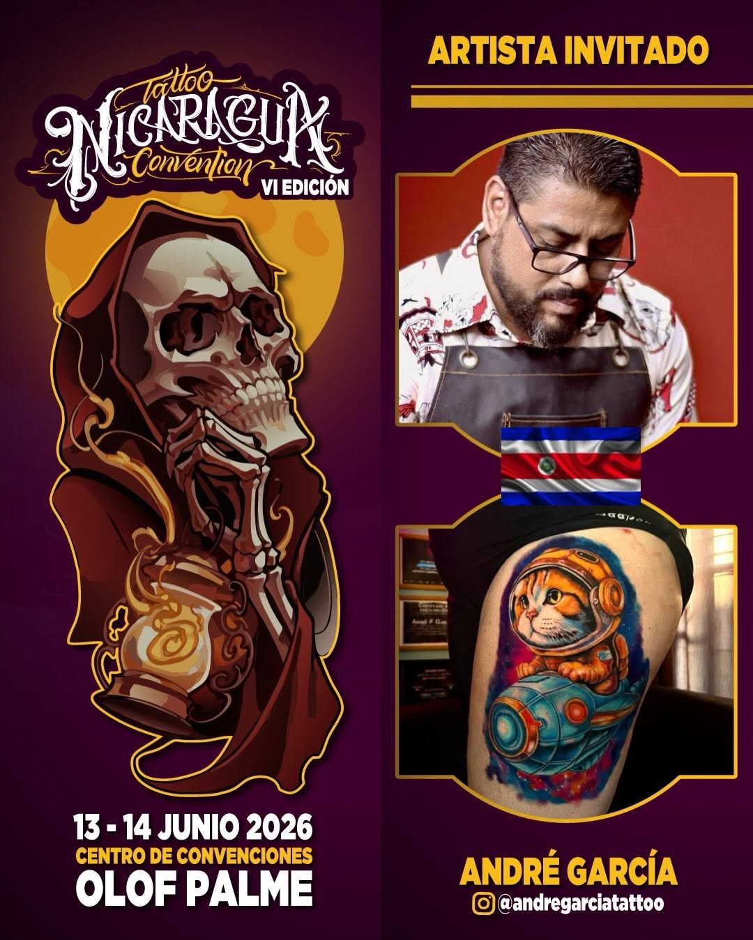 ⚜️ Nos complace en anunciar al Talentoso Artista Costarricense André García @andregarciatattoo como Artista Invitado en la Sexta Edición de @nicaragua