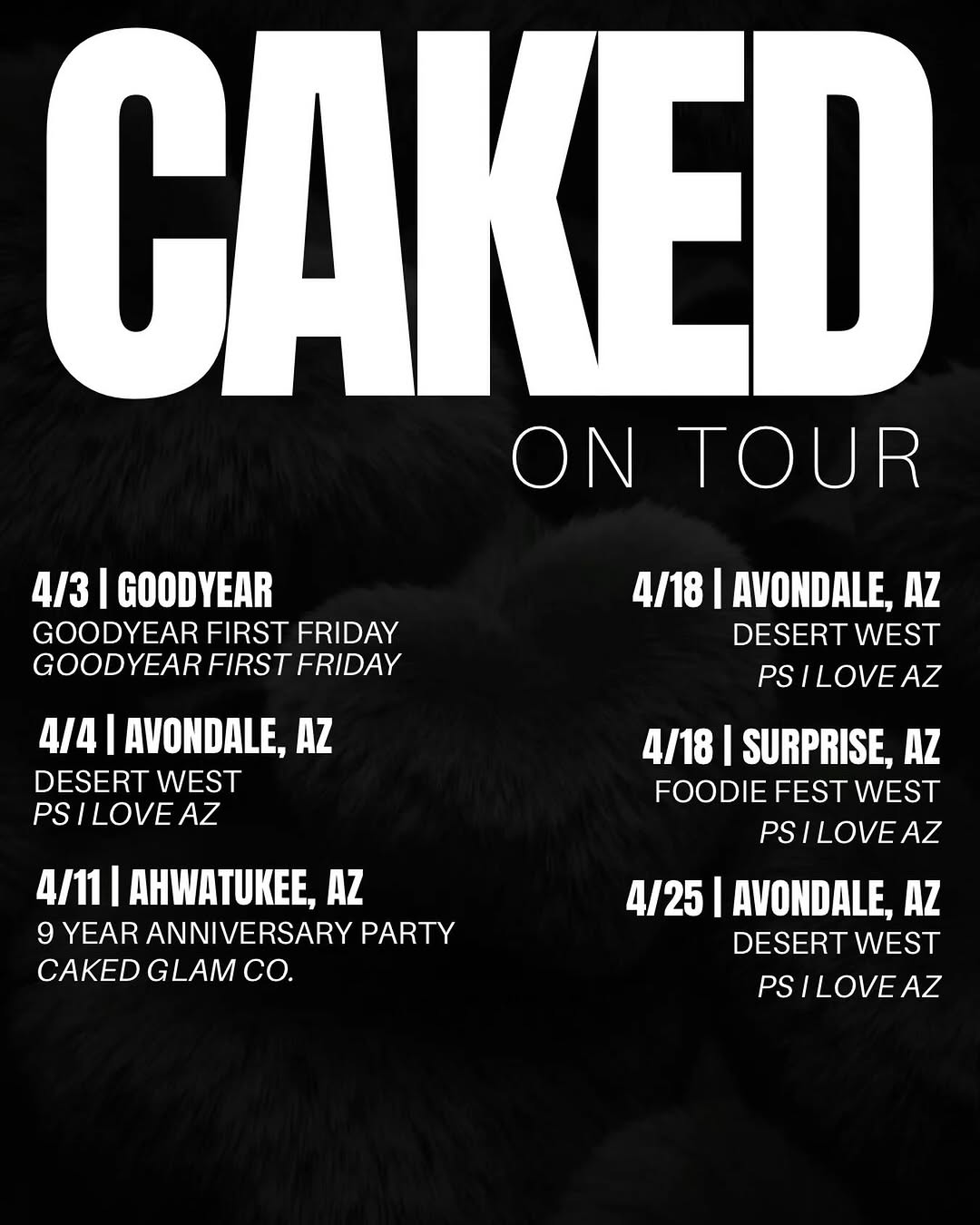 April tour flyer is here! Here is where you can catch us this month! 

We will see you at our 9 year anniversary party?? Stay tuned for details. 

#ca