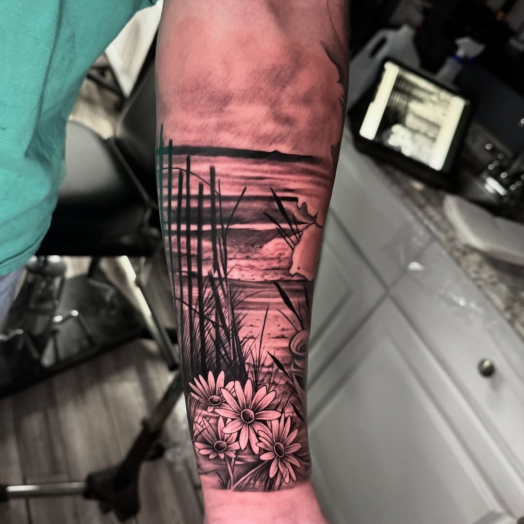 Fun Tattoo I did the other day! Cape cod beach scene  Done with @jconly_official @hustlebutterdeluxe @criticaltattoosupply