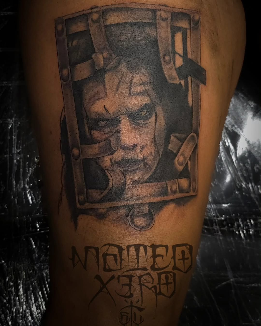 Bruhhhhhh I finally get to do a thirteen ghosts leg sleeve! And I'm mother fuckin stoked! #mateox3r0 #gothcholo #goodlifetattoo #torturetime #empirein