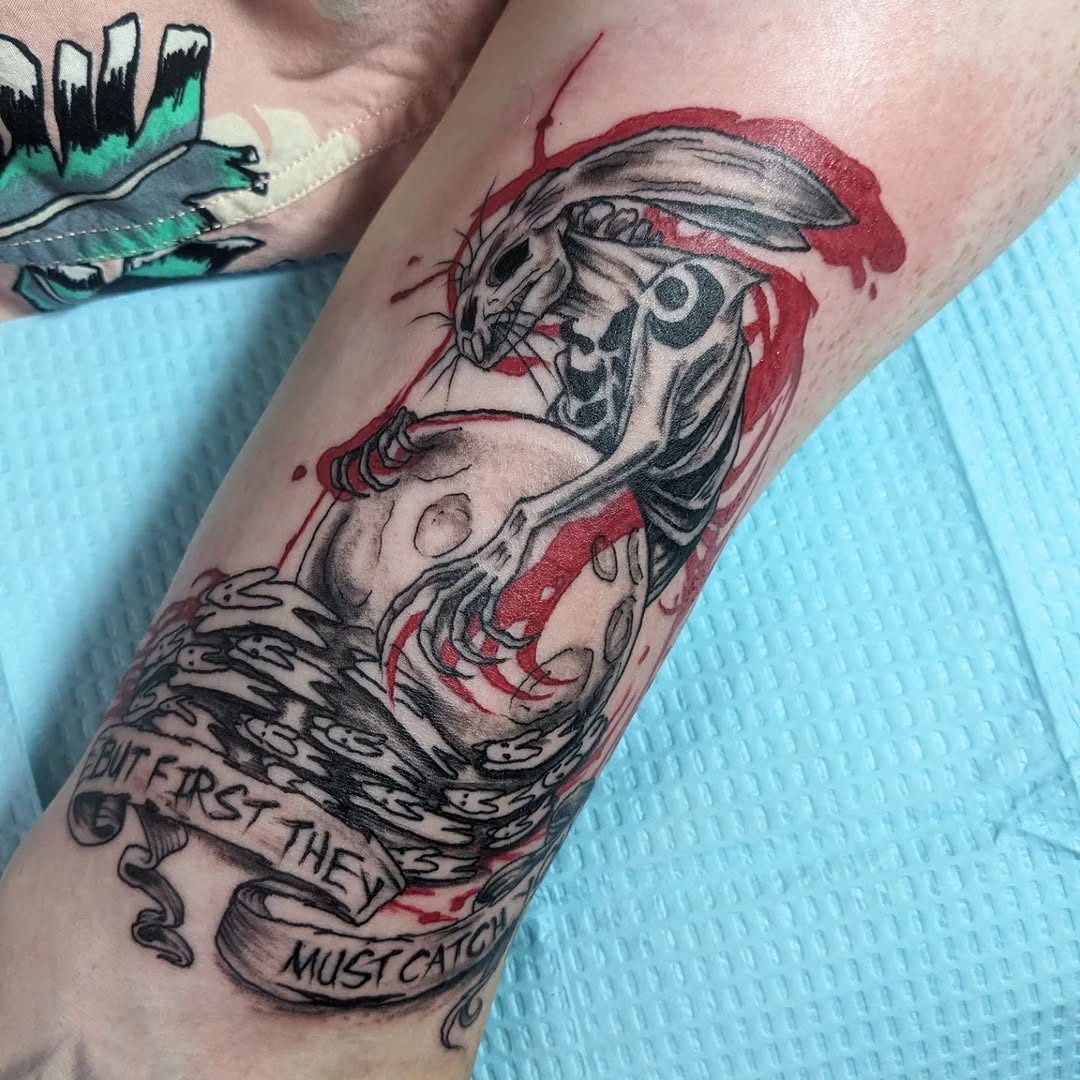 All the world will be your enemy, and when they catch you, they will kill you, but first they must catch you.

Made
@slc_ink_tattoo
@raventhorn.manor.