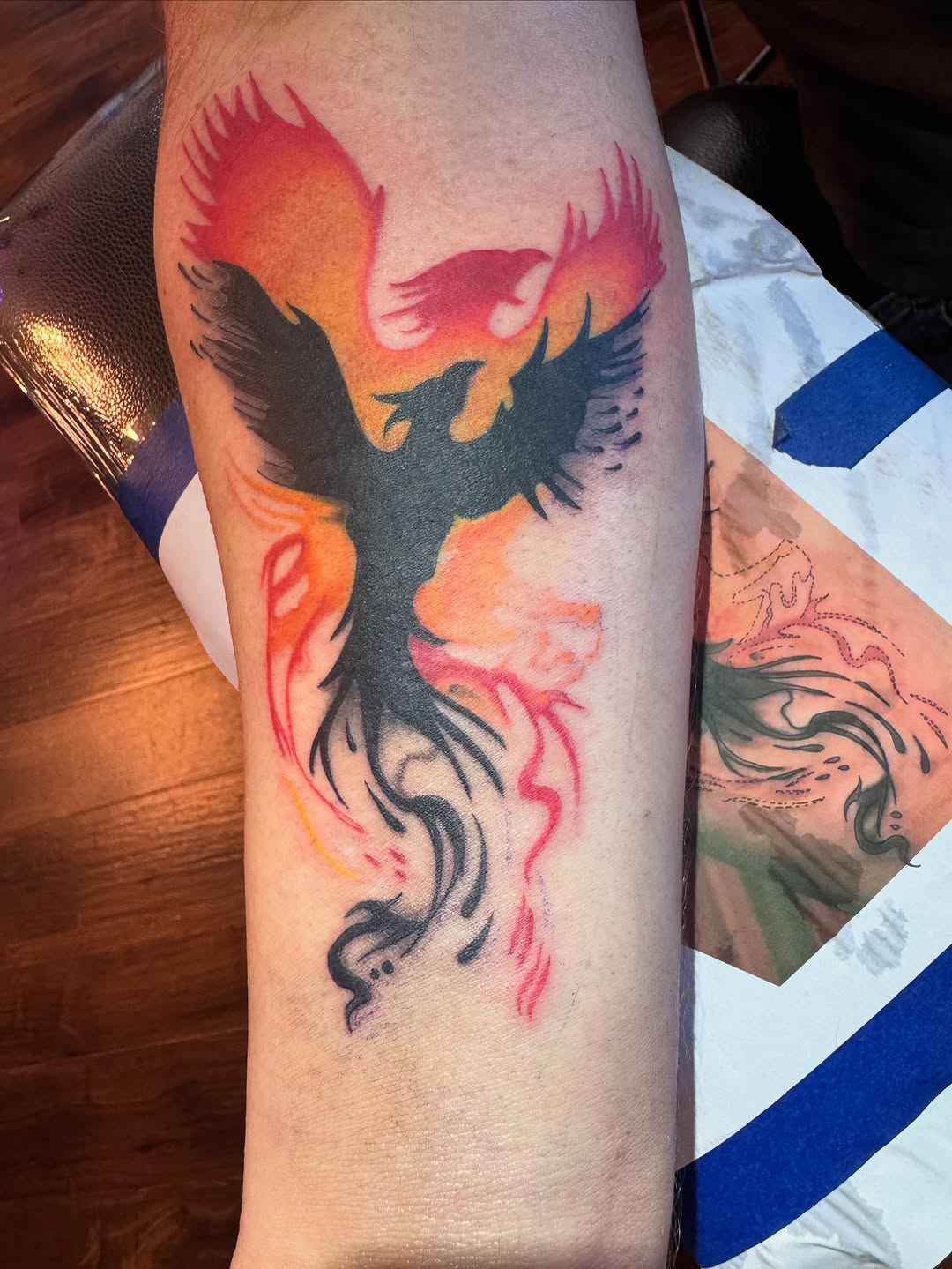 Fun one from today! I love it when my clients bring me dew designs and ideas! Thanks for the trust! -LJ #colortattoo #colorphoenix #phoenixtattoo #pho