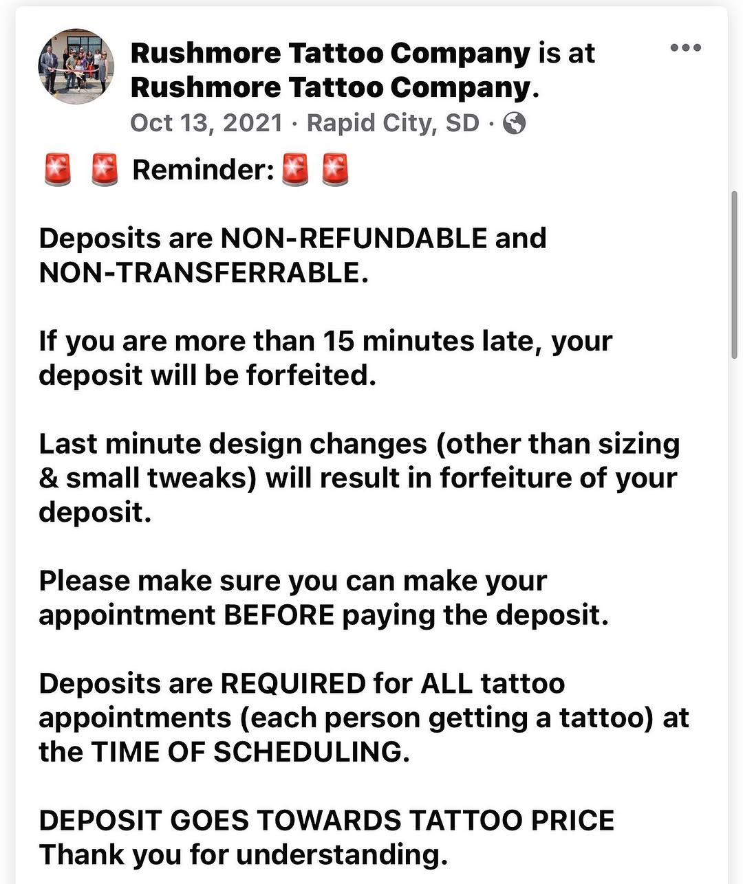 Friendly reminder! Don’t lose your DEPOSIT!