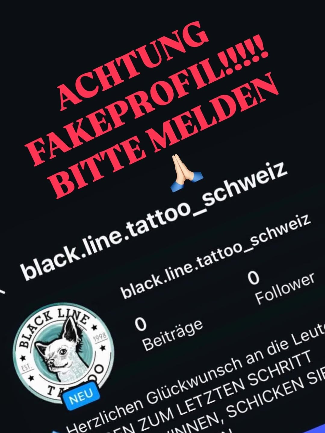 FAKE-PROFIL ALARM 

Da versucht wohl jemand, mich zu kopieren…
Spoiler: klappt nicht 

 Das ist NICHT mein Account
 Ich schreibe euch NICHT von ander