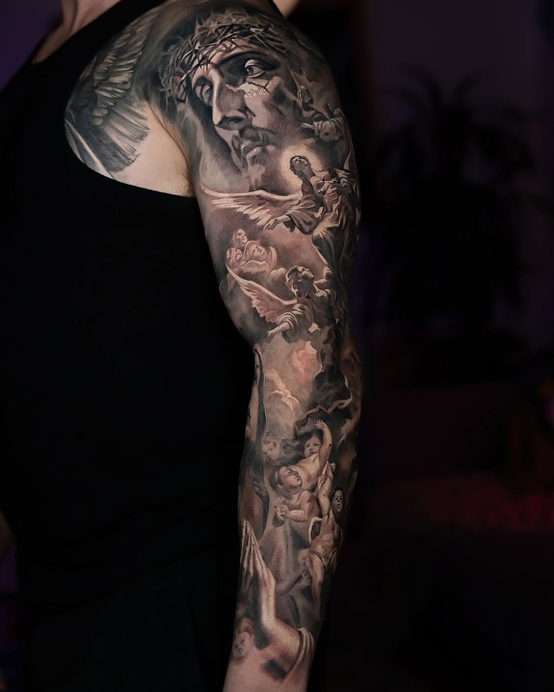 Some black & grey sleeves I’ve done for the feed 
Thanks for looking 

#blackandgreytattoos #blackandgreyrealism #religioustattoos #sandiegotattooarti