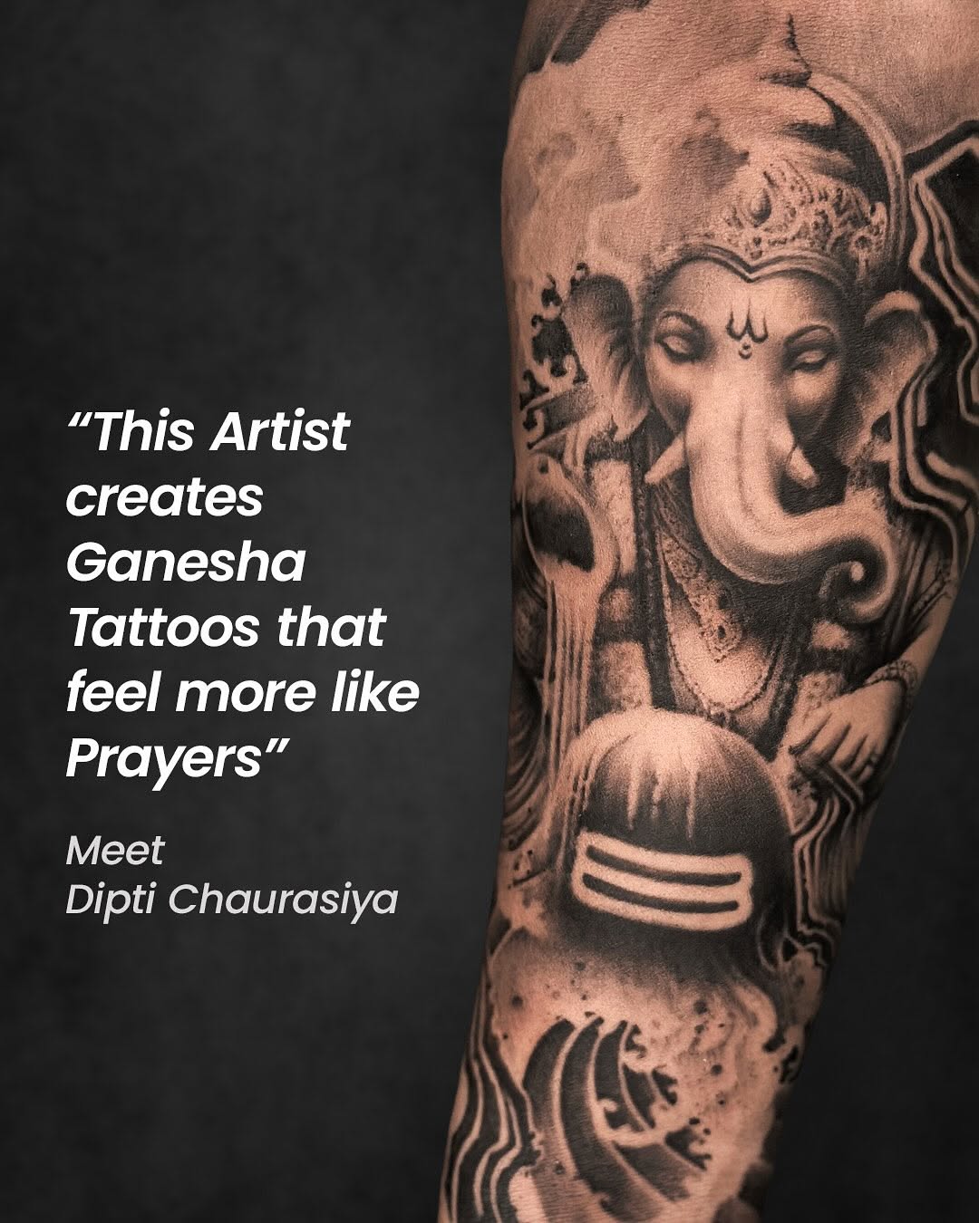 When @diptichaurasiya_ghorpade inks Ganesha, the room changes. The hum of the machine feels like a prayer, the silence feels sacred, and devotion flow