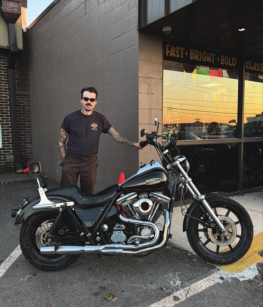 How it’s going > how it started, 93 FXRS-SP, pretty stoked about how this bike is coming along, shout out to @streetsyndicatemfg for helping me bring 