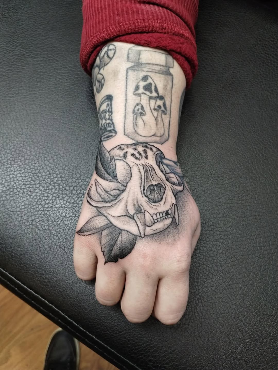 Cat skull job stopper. Booking May and June! Book online now! #hometownink #scrantontattoo #nepatattoo #allegoryink #ghosttattooco bishopneedles critc