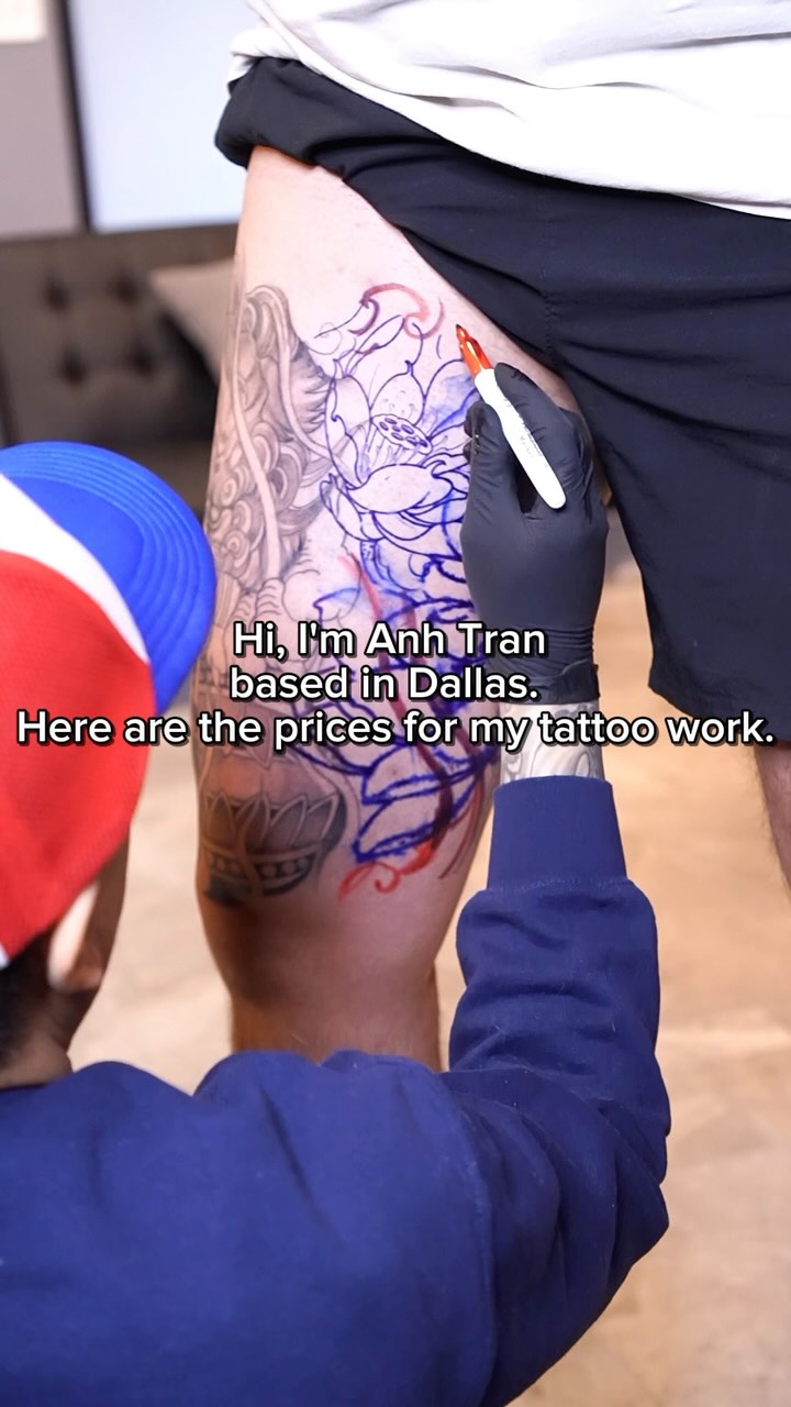 Hi, I’m Anh Tran - based in Dallas. 
Here are the prices for my tattoo work.
I still have some available days for the next month, please DM me if you 