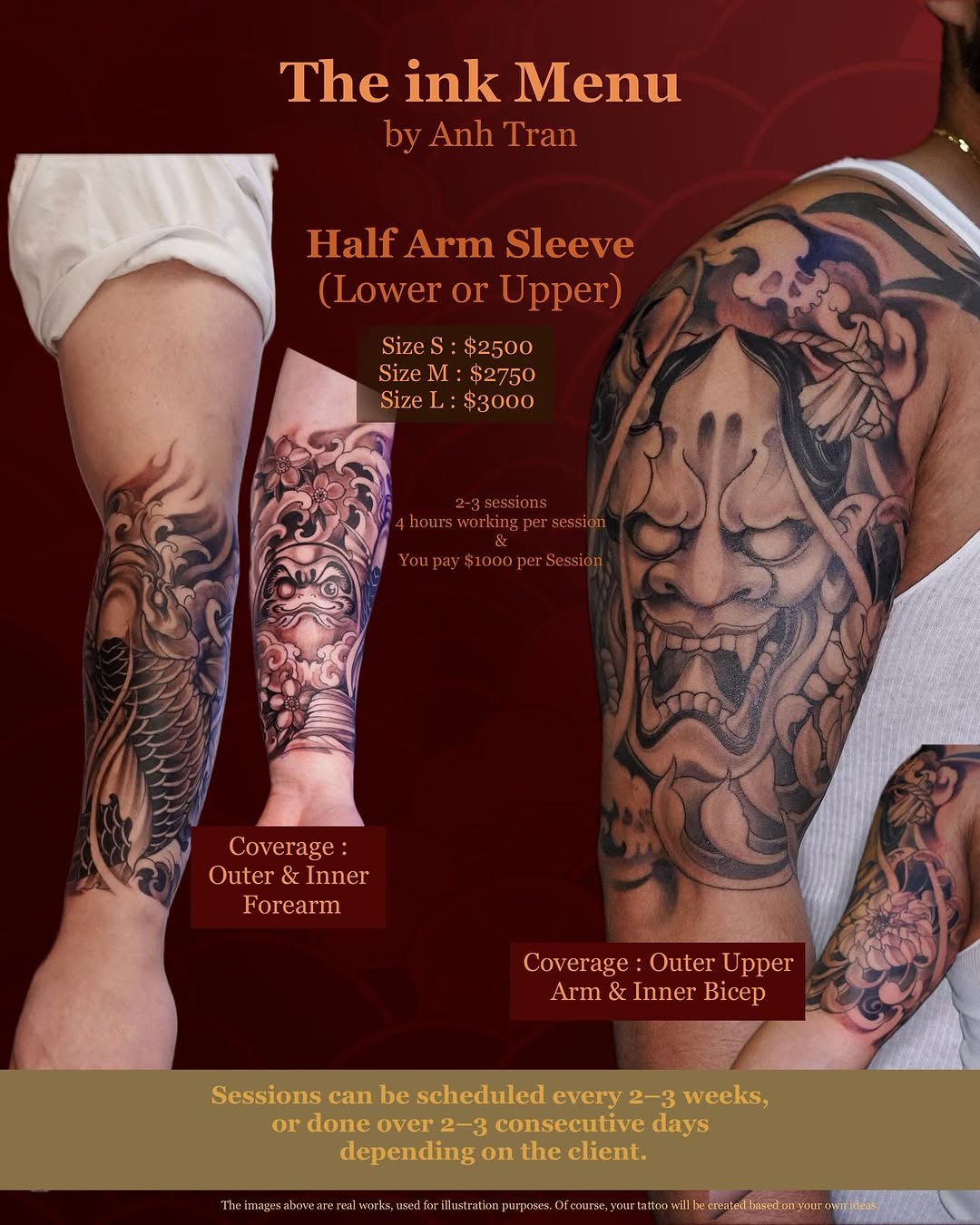 I got a new idea. I want to make some tattoo photos that look like a menu, like when you go to a restaurant or a coffee shop, you see the menu and you