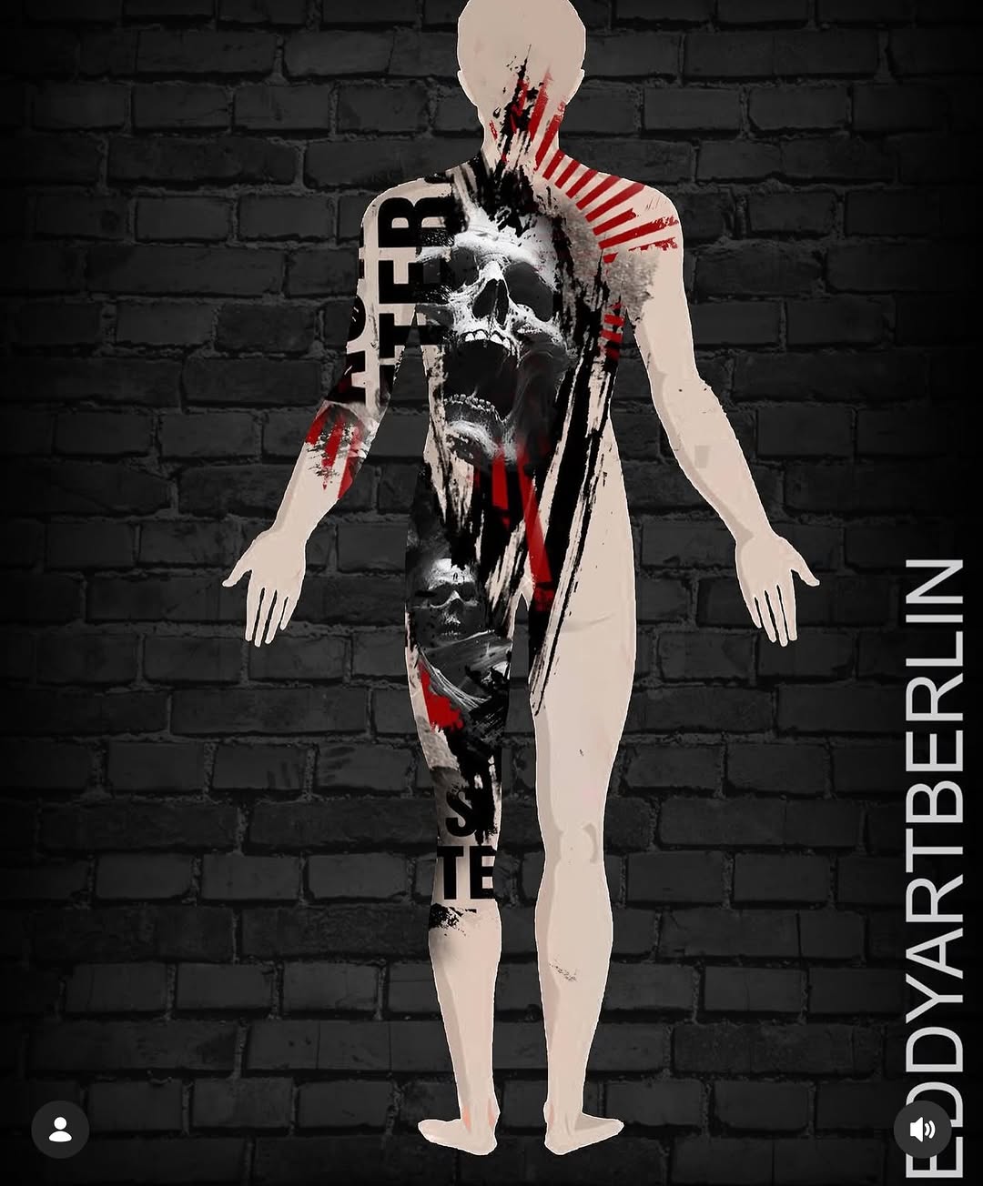 Mal ein Beispiel, wie so ein großes Trash-Polka Design am Körper wirken kann.

Ich bau solche Motive bewusst direkt auf den Körper auf, damit’s später