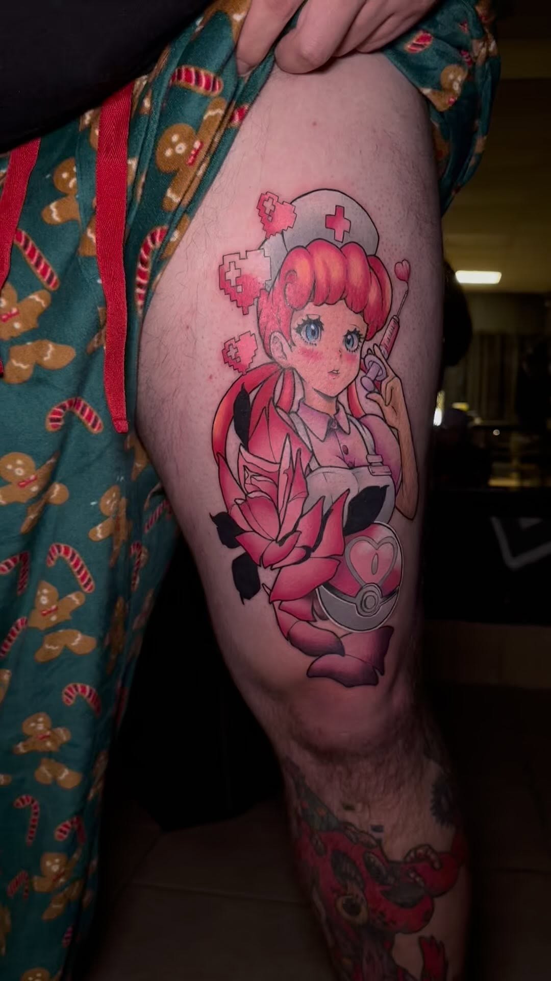 Neo-trad Nurse Joy bringing charm and care to life! ✨ A bold twist on nostalgia, blending clean lines and vibrant colors. Who else loves giving classi